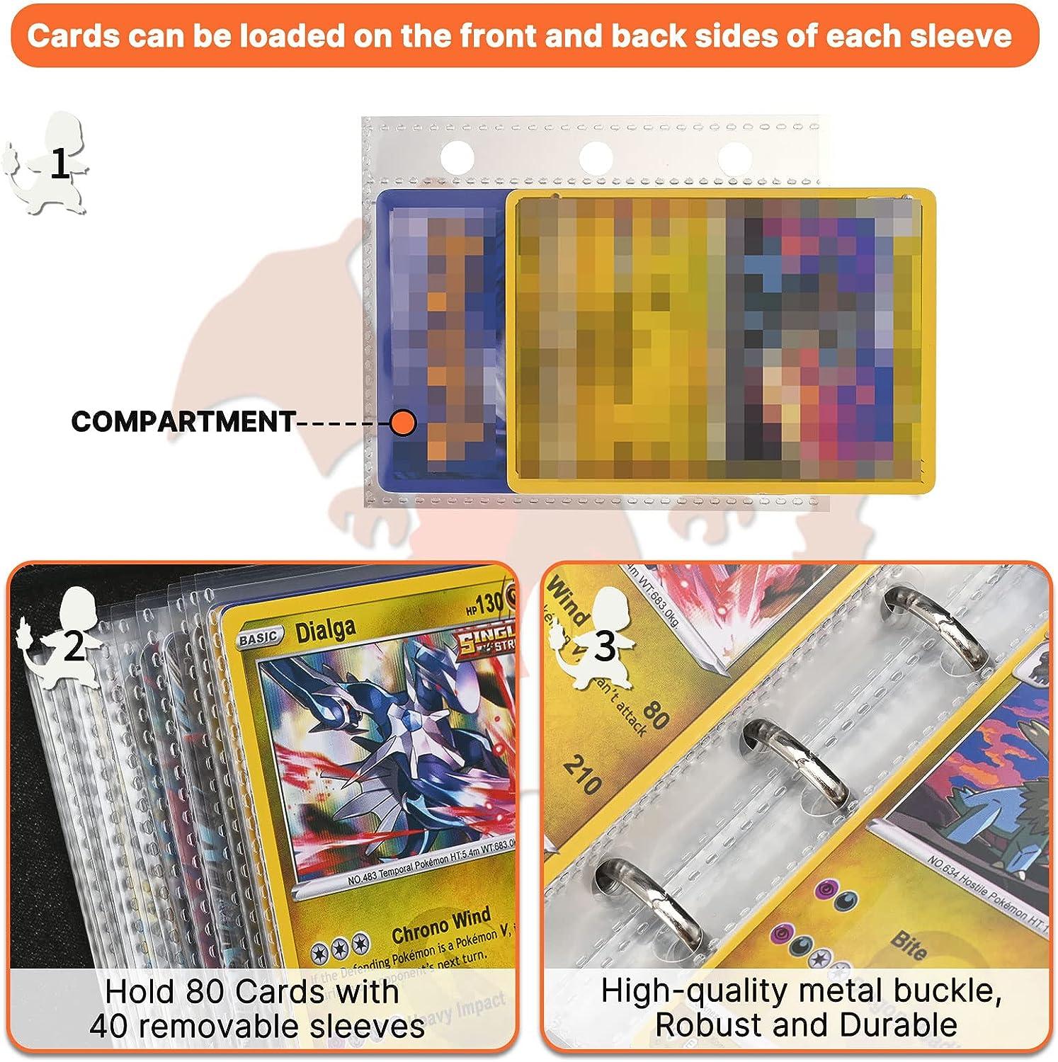 2-Pocket Trading Card Mini Binder for Pokemon TCG Cards, Hold 80