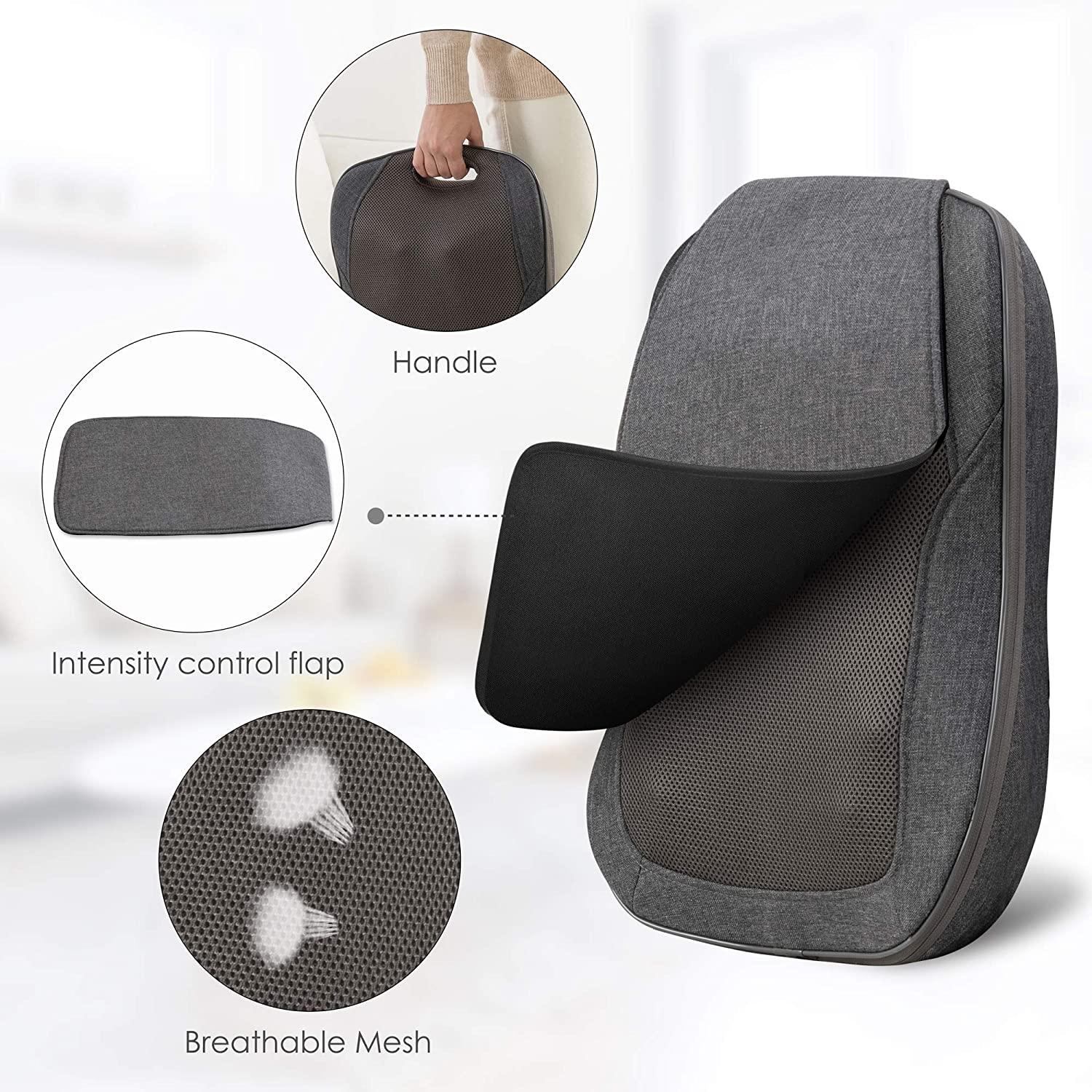 Comfier Back Massager with Heat,Shiatsu Massage Chair Pad,Deep Kneading  Full Back Massage Cushion for Shoulder,Back for Home,Office use Gray