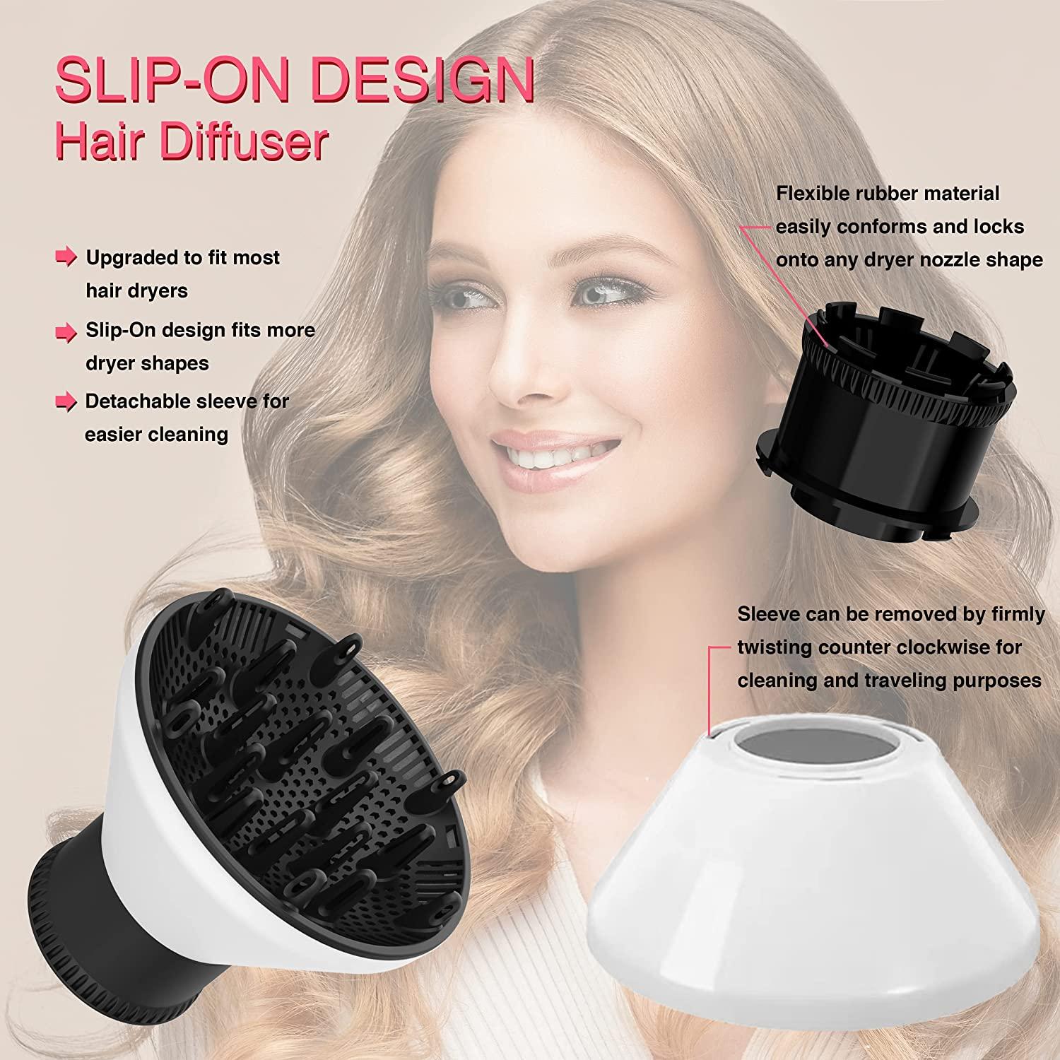 SlipOn Hair Diffuser Hair Dryer Attachment to Fit Nozzles from 1 to 2 inches for Curly and