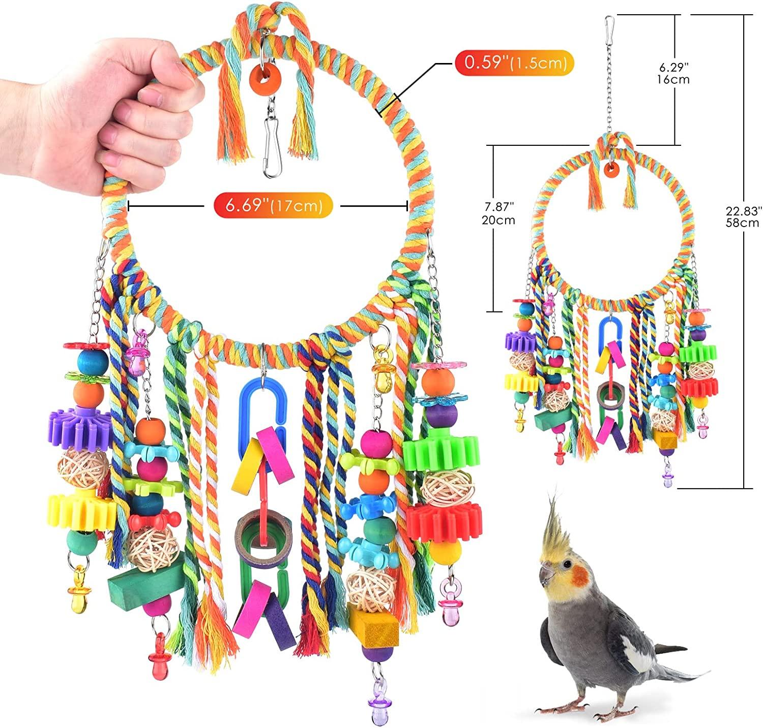 Katumo Bird Swing Toy with Colorful Chewing Toys for Lovebirds, Finches