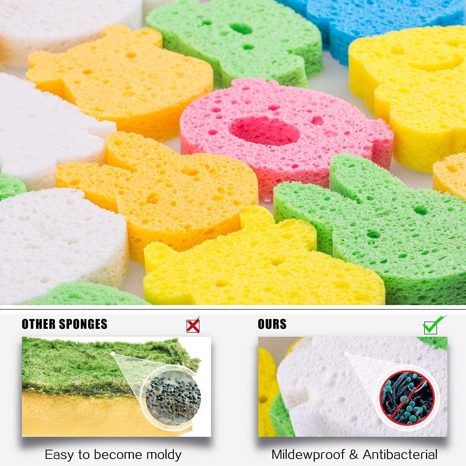 Cute Compressed Wood Pulp Sponge 5 Pcs Reusable Dish Washing