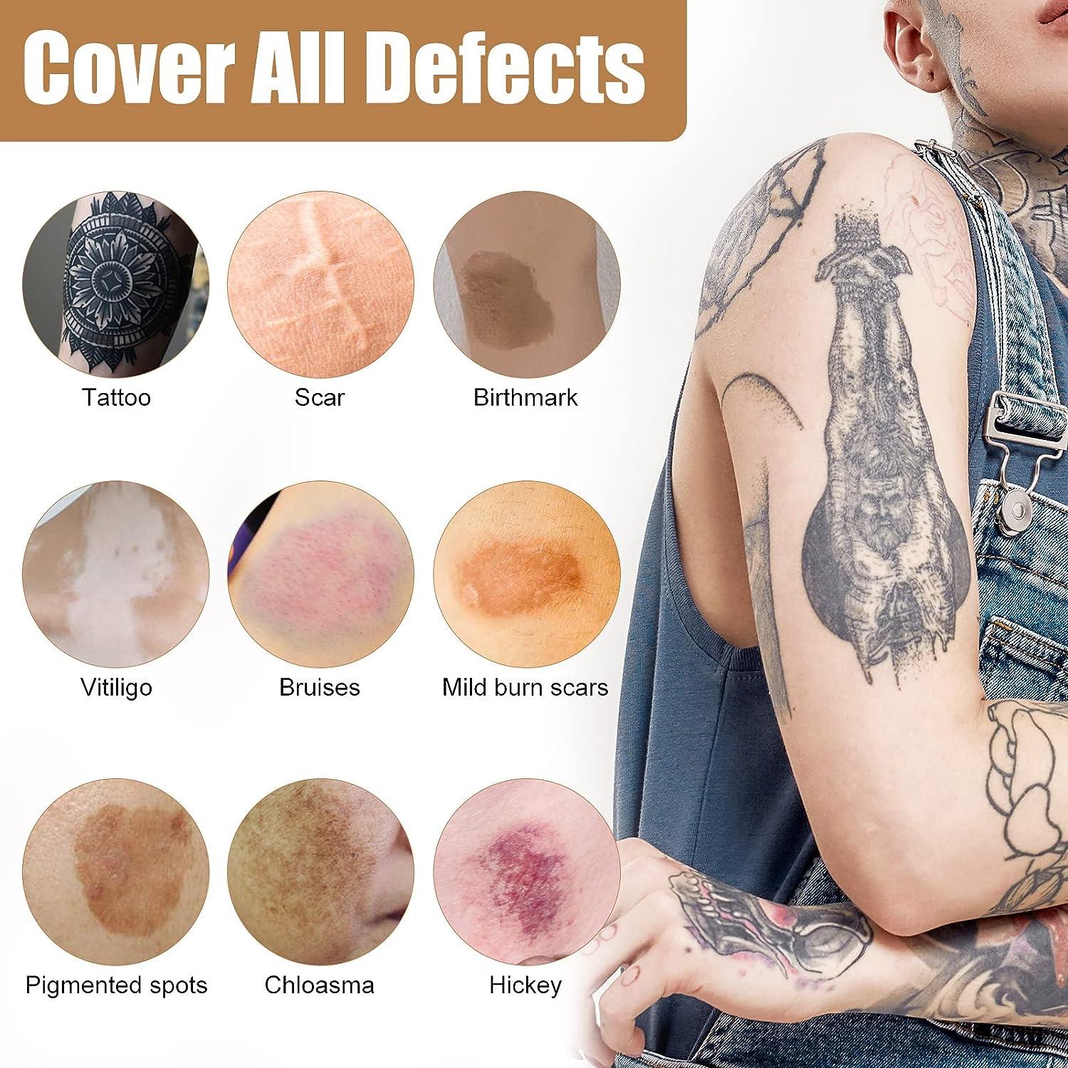 Amazon.com : VEZE Tattoo Concealer, Waterproof, Makeup, Skin Foundation,  Concealer, Scar, Vitiligo, Dark Spots, Body Art, Tattoo Cover,  Anti-Adhesive : Beauty & Personal Care