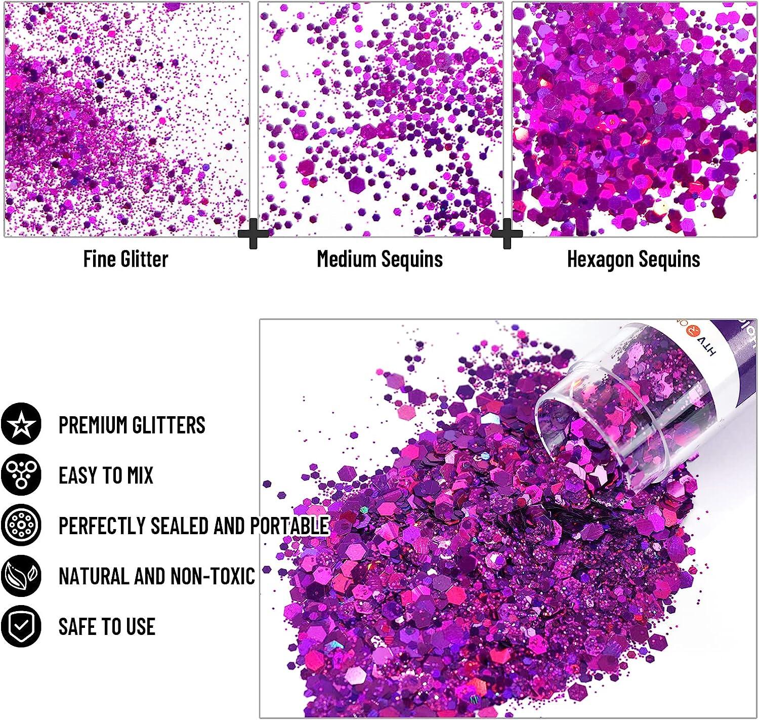 Holographic Chunky Glitter, 15 Colors Craft Glitter for Resin