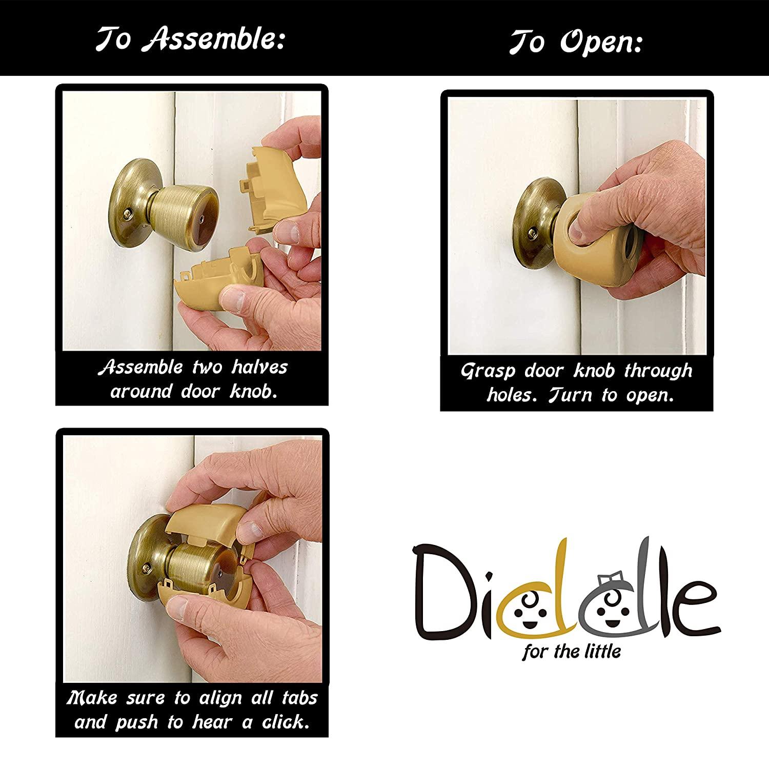 Gold Door Knob Baby Safety Cover 5 Pack Childproof Lock to Prevent Kids from Opening Doors