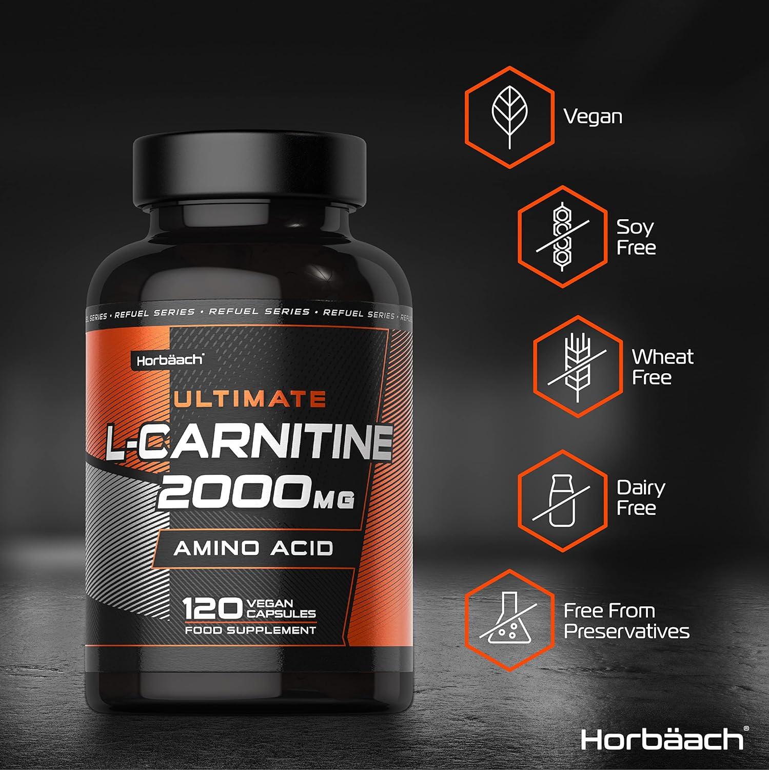 L Carnitine Capsules 2000mg | 120 Count | High Strength Amino Acid  Supplement for Pre and Post Workout | by Horbaach | Buy Now with Express  International Delivery | GoSupps.com