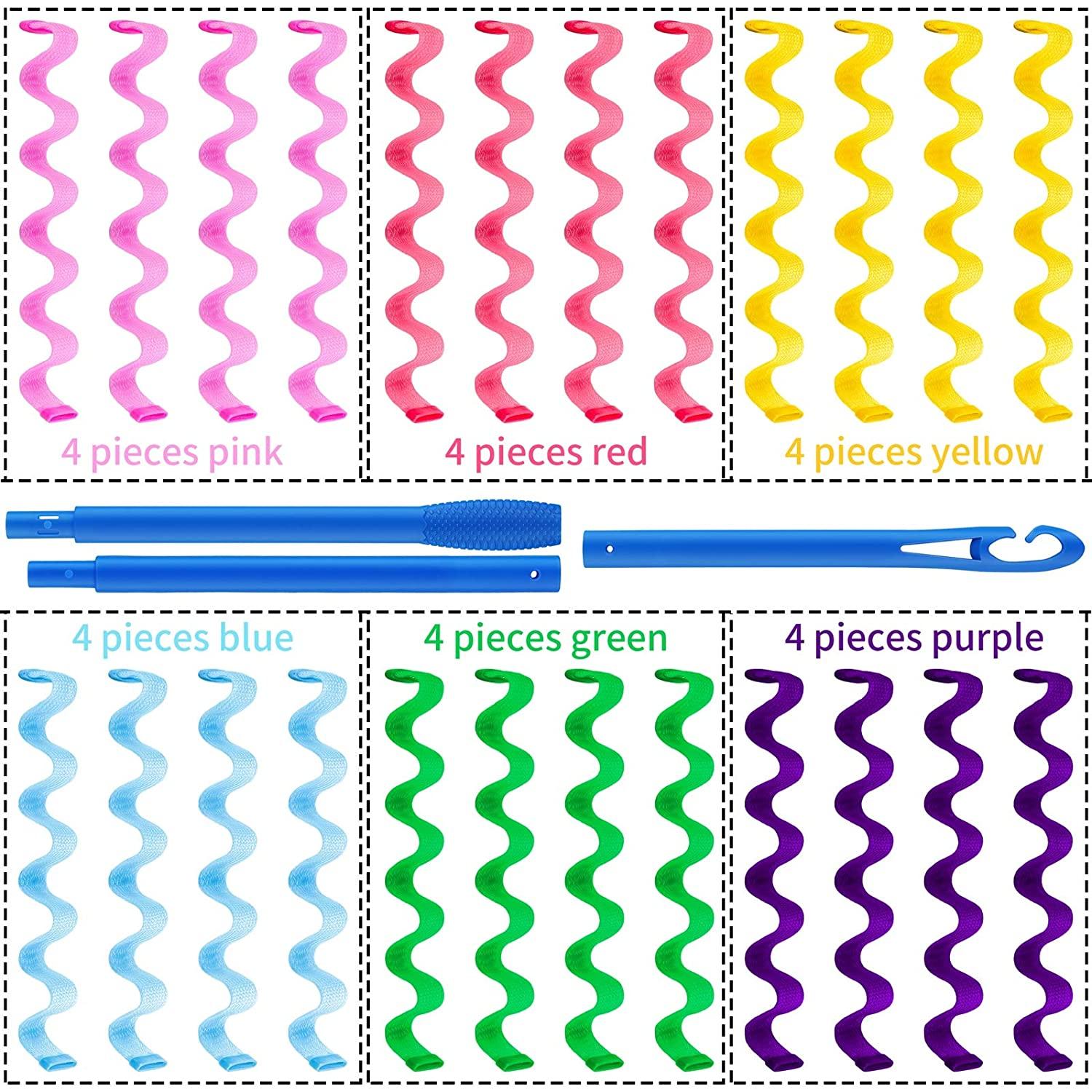 Elcoho 24 Pieces Water Ripple Hair Rollers 45 cm No Heat Wave Hair