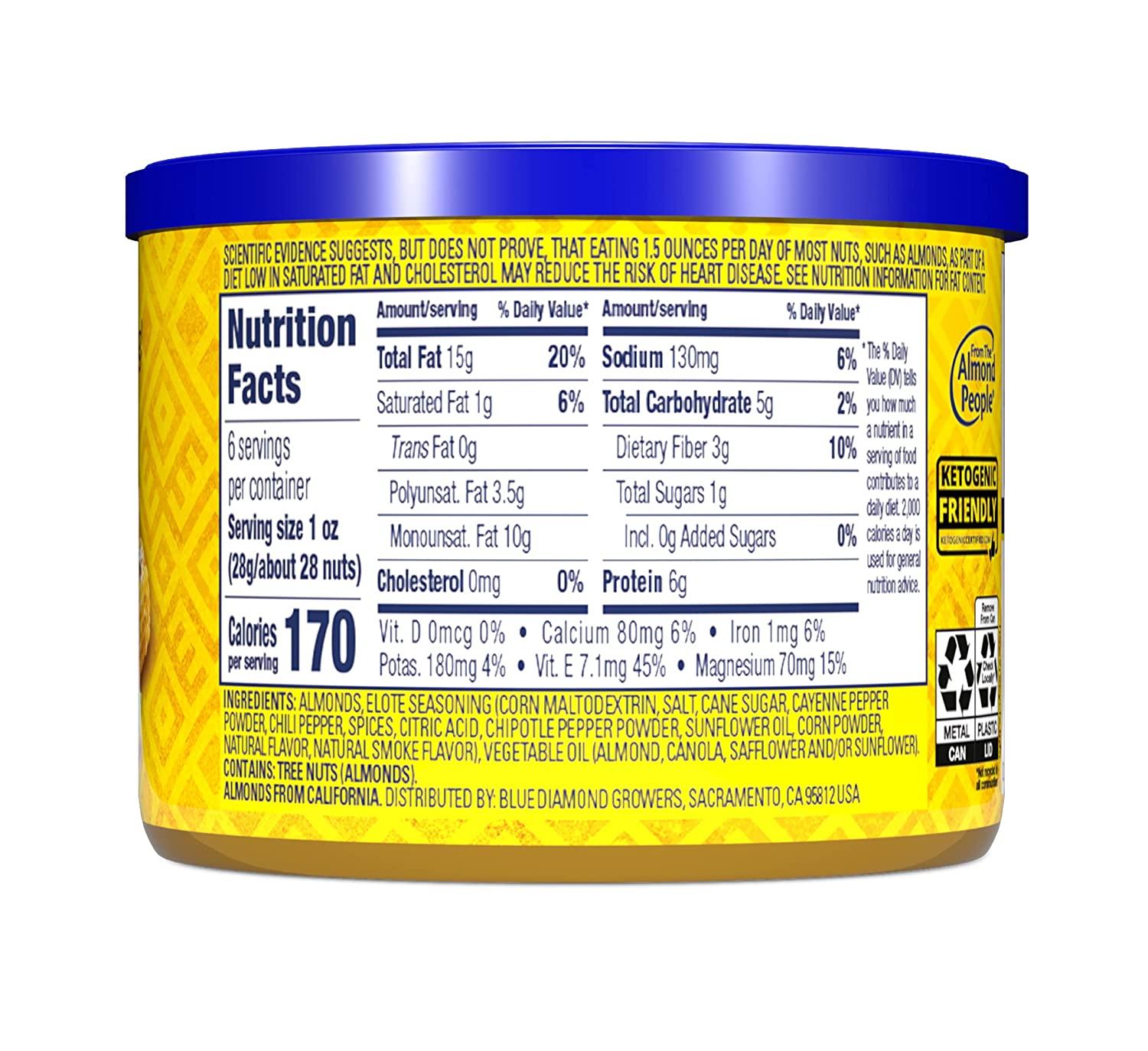 Blue Diamond Almonds Elote Mexican Street Corn Flavored Snack Nuts, 6