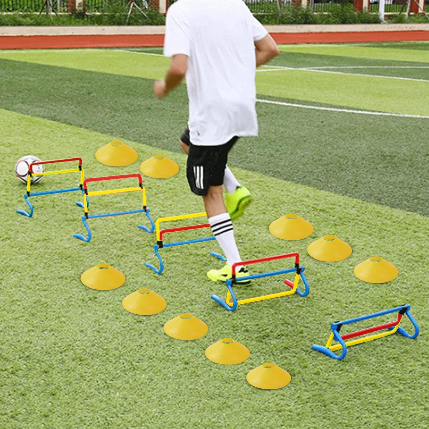 6 Pack Adjustable Agility Hurdles - 4 Height Speed Training Equipment For Soccer & Fitness