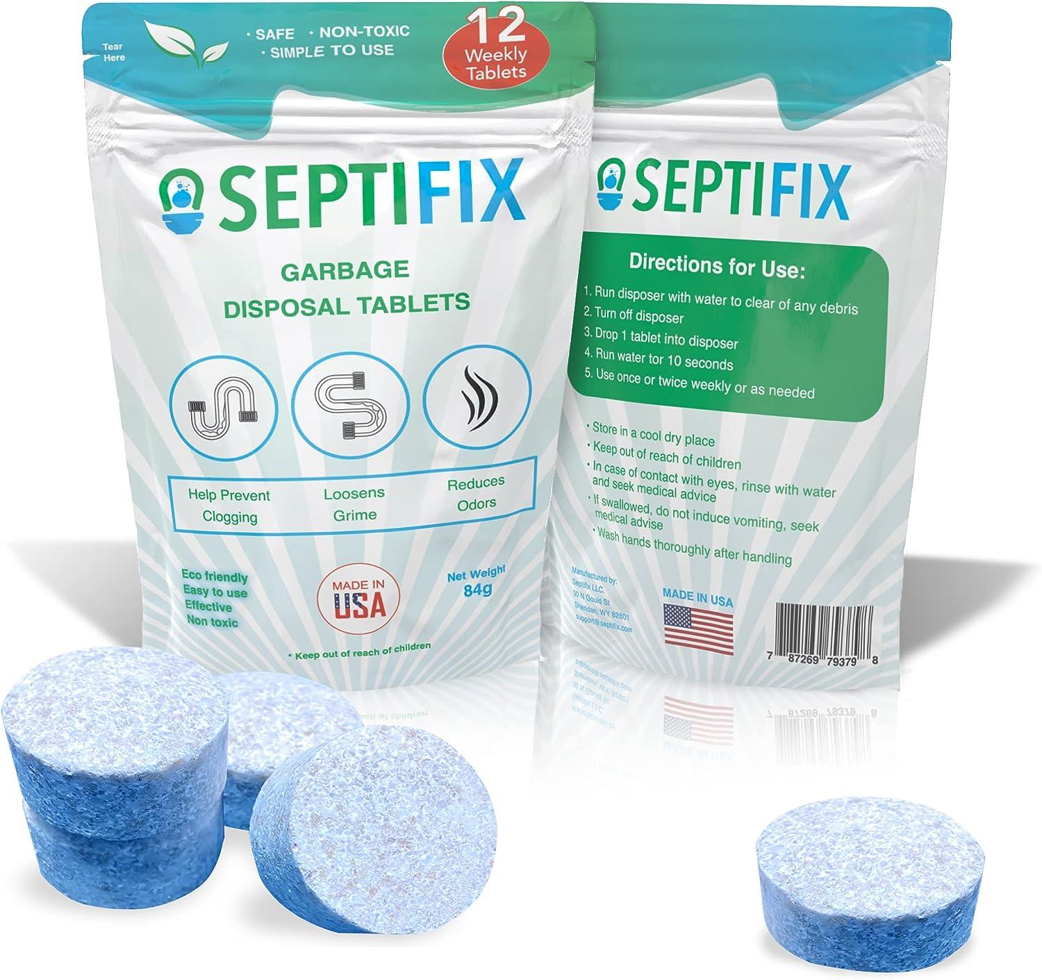 SEPTIFIX Garbage Disposal Cleaner and Deodorizer Tablets 12 Odor