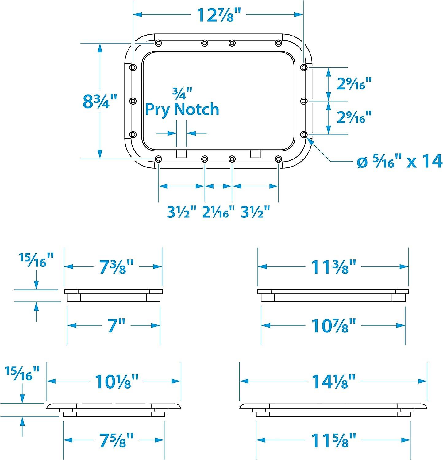 Seachoice White PryOut Hatch, 7 In. X 11 In. Inner Dimensions, Acetone