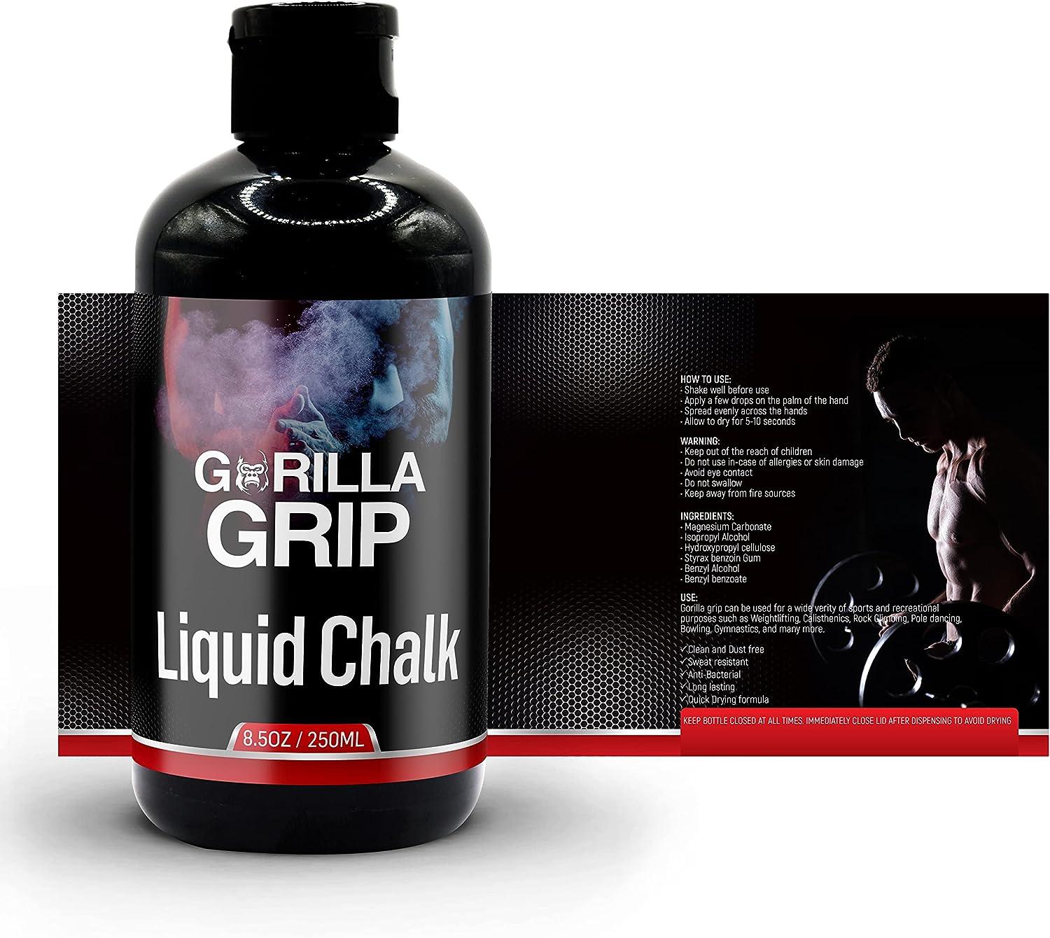 Gorilla Grip Pro Grade Liquid Chalk Bundle of 2 (50ml and 250ml), for Weightlifting, Rock