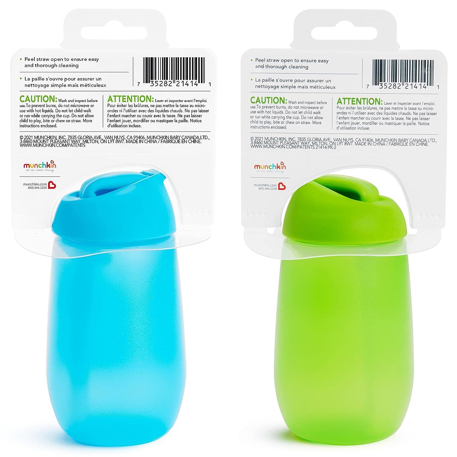 Munchkin® Simple Clean™ Toddler Sippy Cup with Easy Clean Straw, 10 Ounce,  2 Pack, Pink/Blue