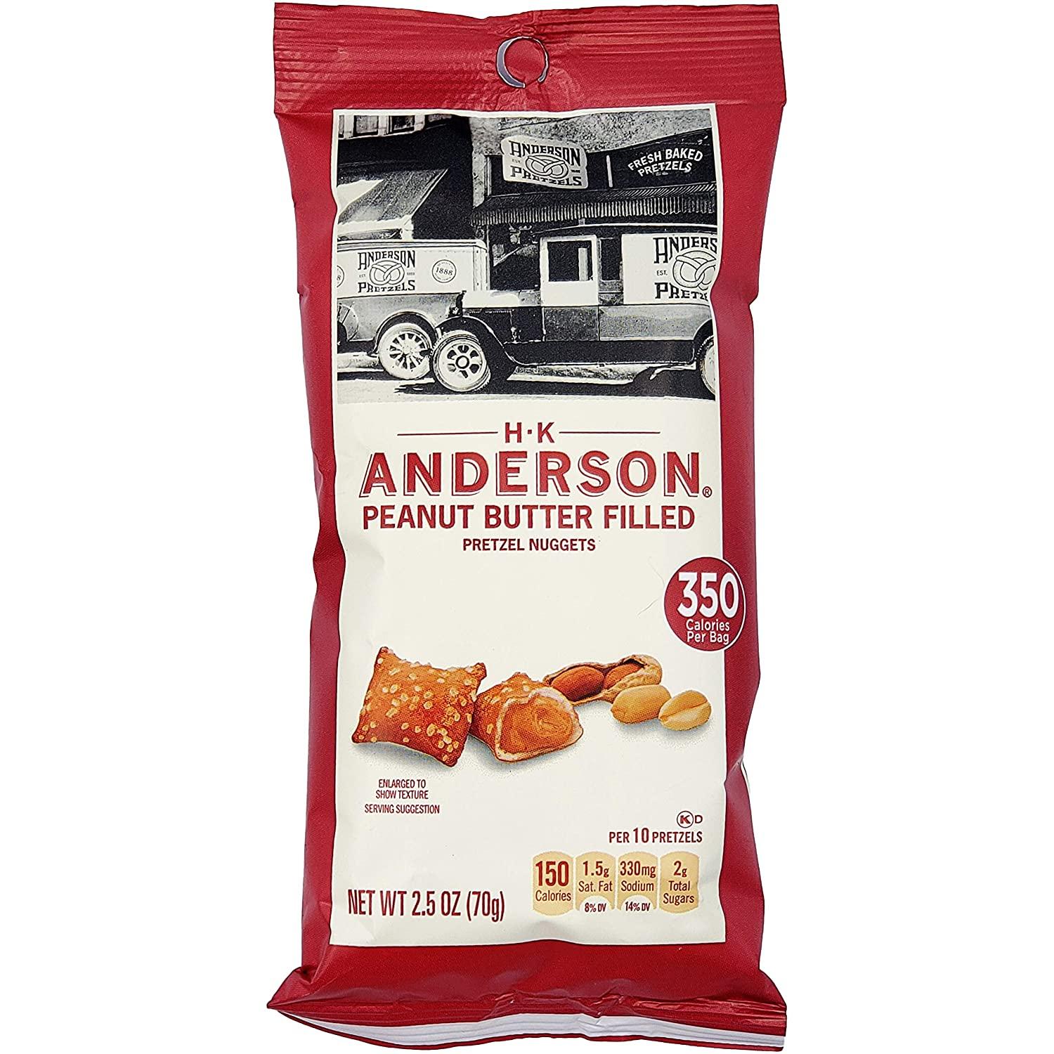 HK Anderson Peanut Butter Filled Pretzel Nuggets, 2.5oz Bag (8Pack) 2.