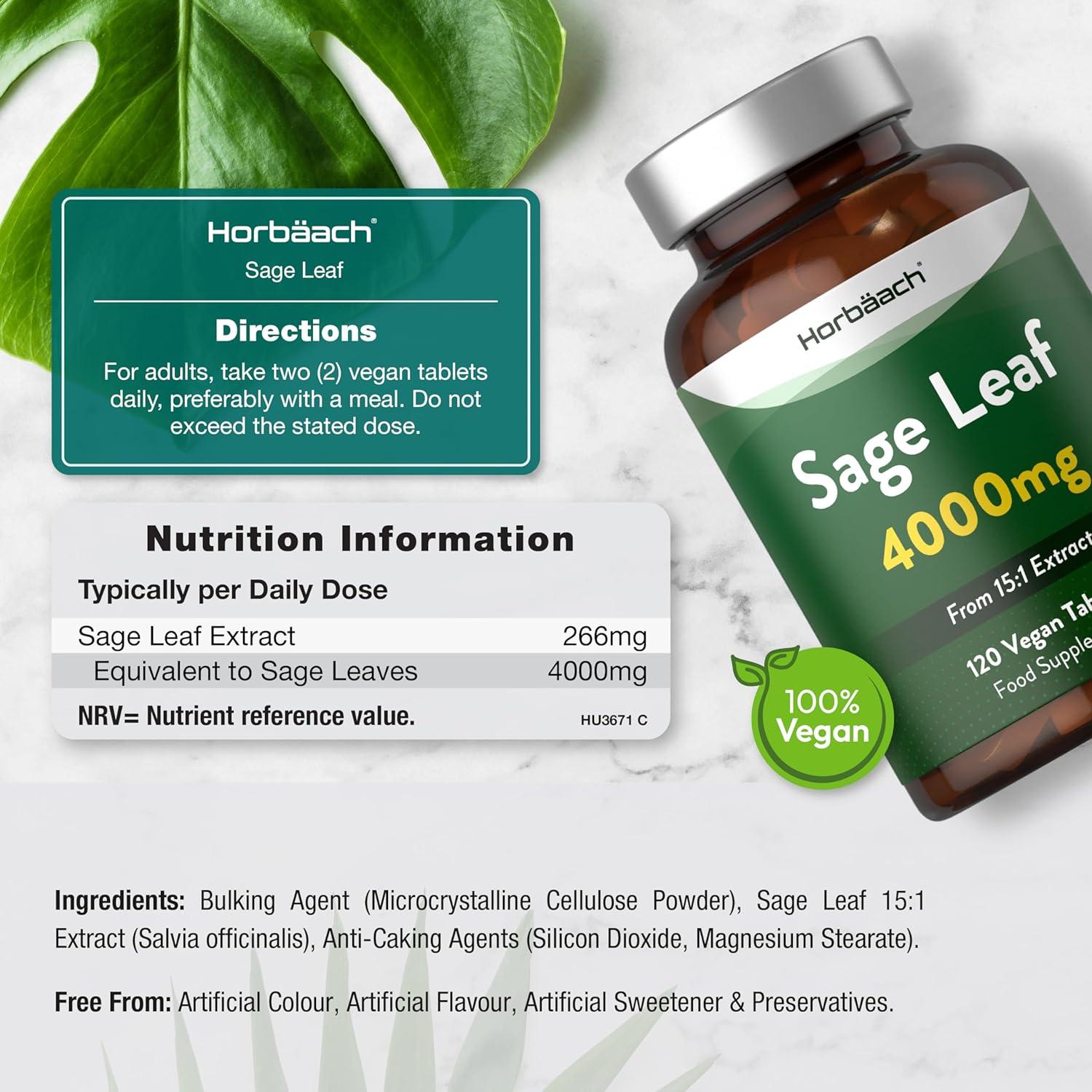 Sage Tablets for During Menopause 4000mg High Strength Supplement