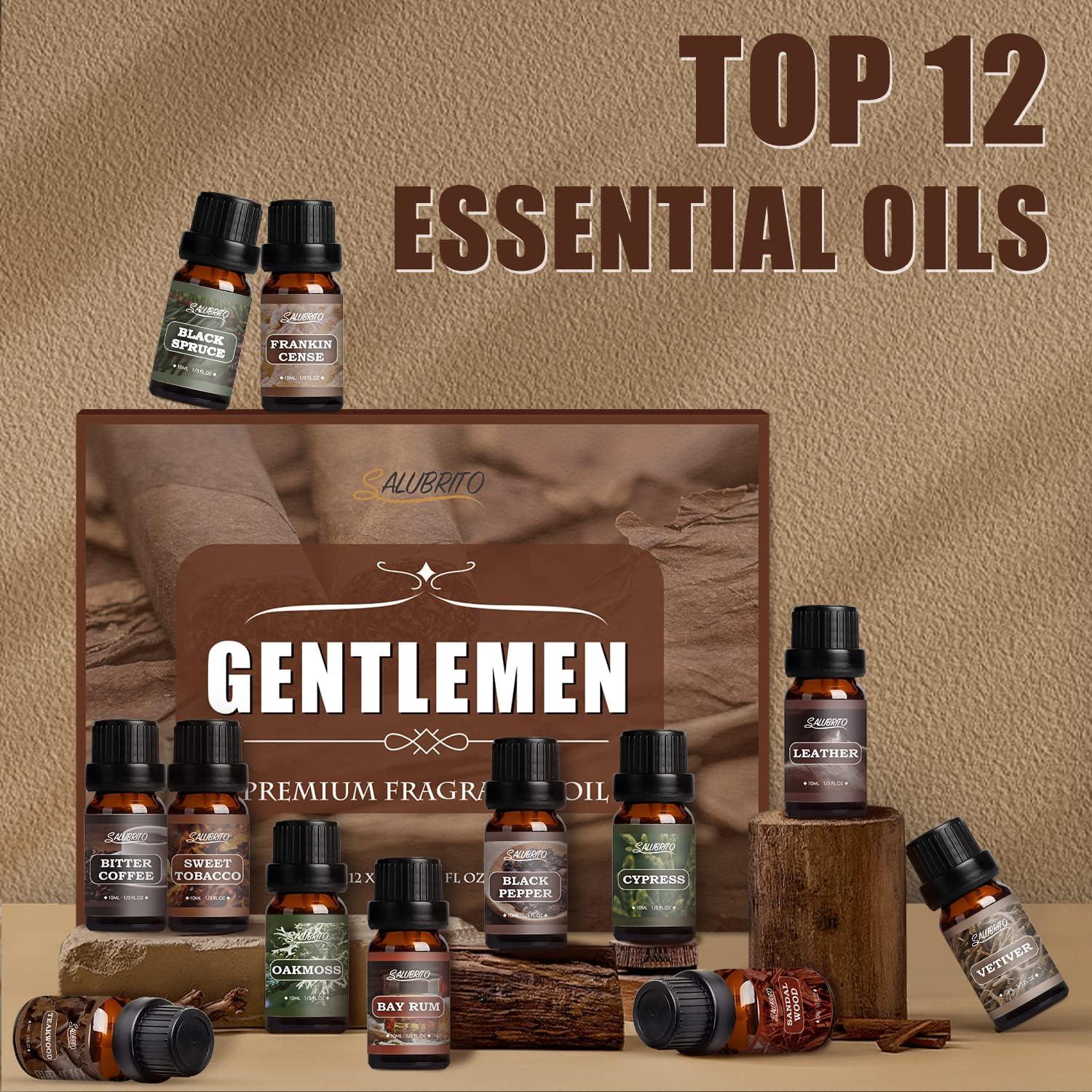 Men's Essential Oil Set 12x10ml Woody Aromatherapy Oils for