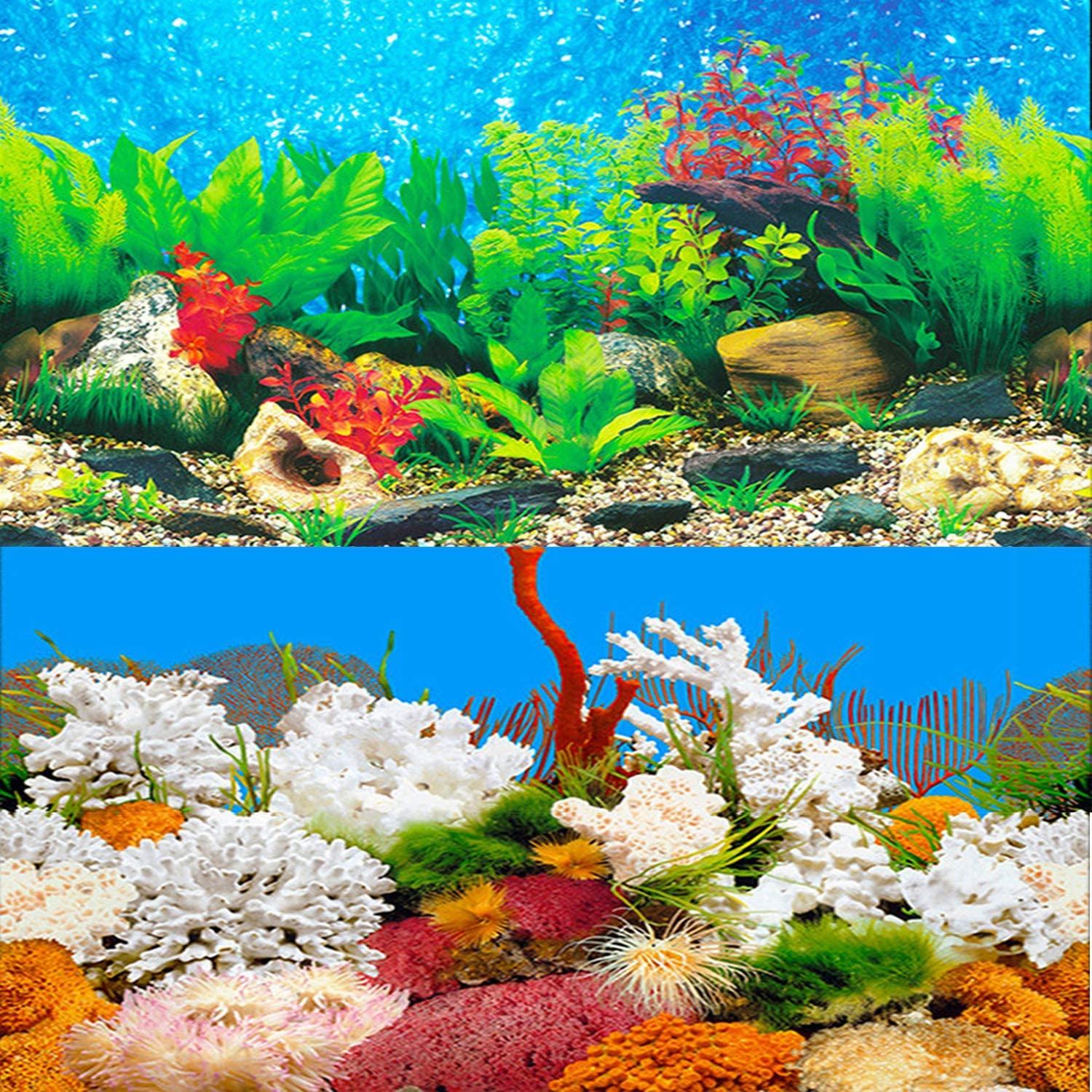 ELEBOX New 20" x 48" Fish Tank Background 2 Sided River Bed & Lake