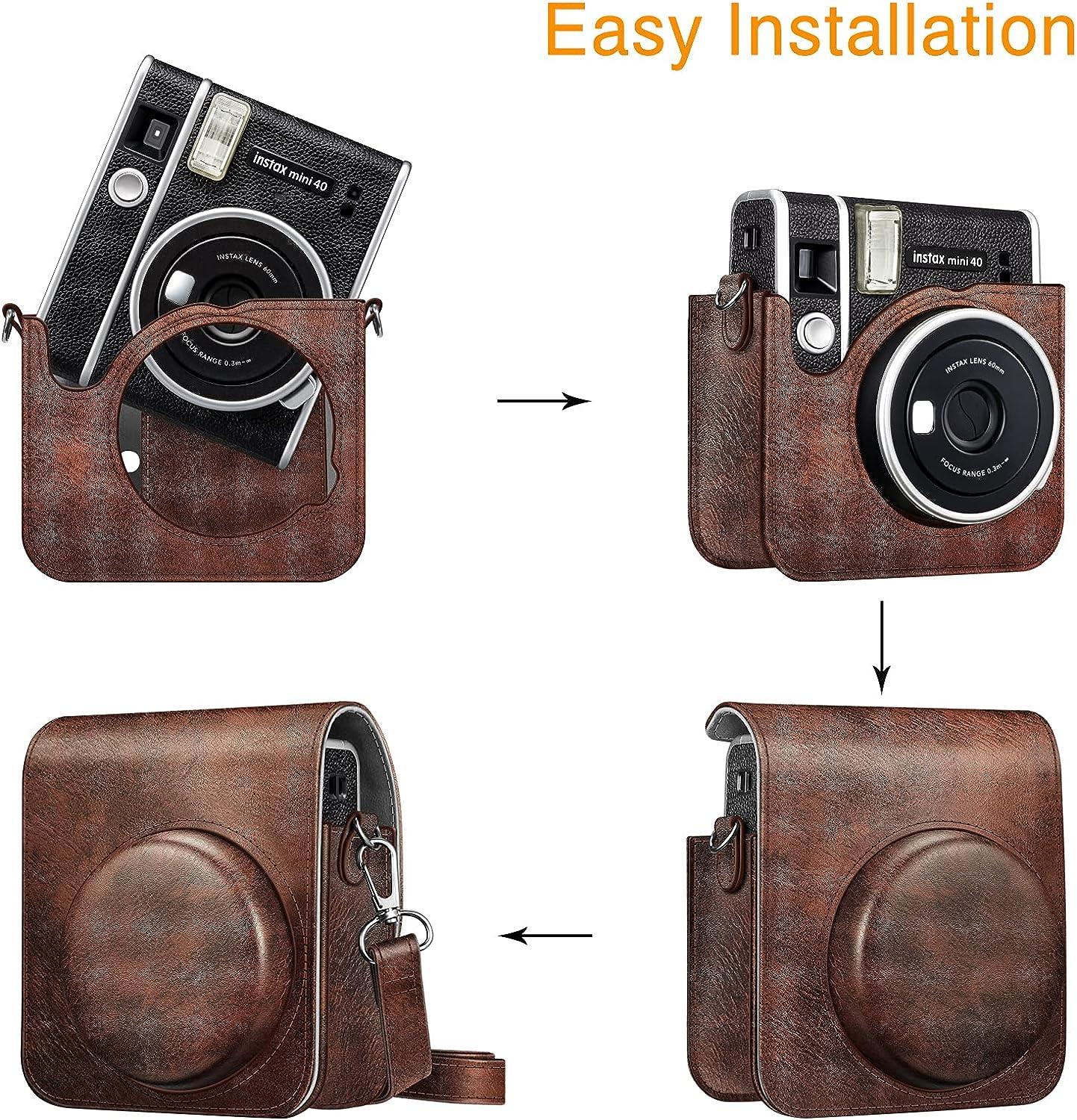 Fintie Protective Case for Fujifilm Instax Mini 40 Instant Camera - Premium  Vegan Leather Bag Cover with Removable Adjustable Strap, Vintage Brown