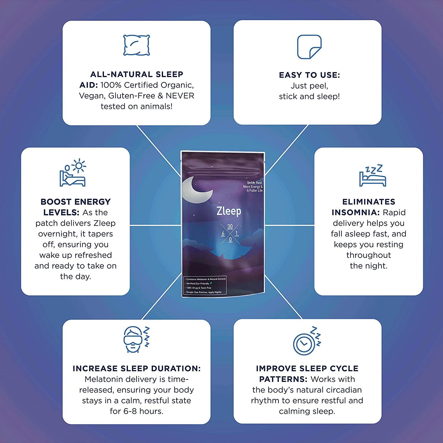 Zleep Sleep Patches w Dream Complex to Improve Quality Sleep and Eliminate Tiredness 30