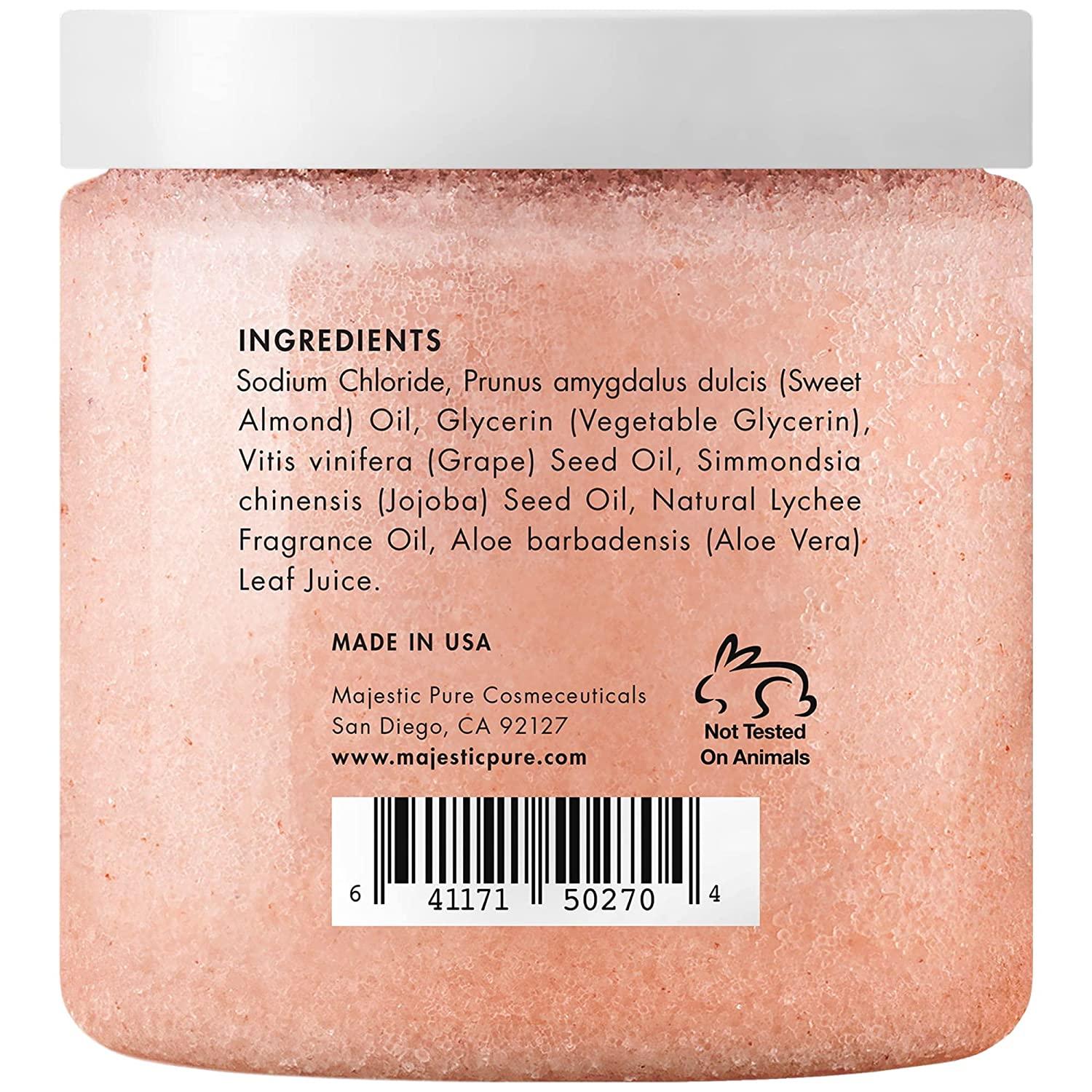 MAJESTIC PURE Himalayan Salt Body Scrub with Lychee Oil Exfoliating