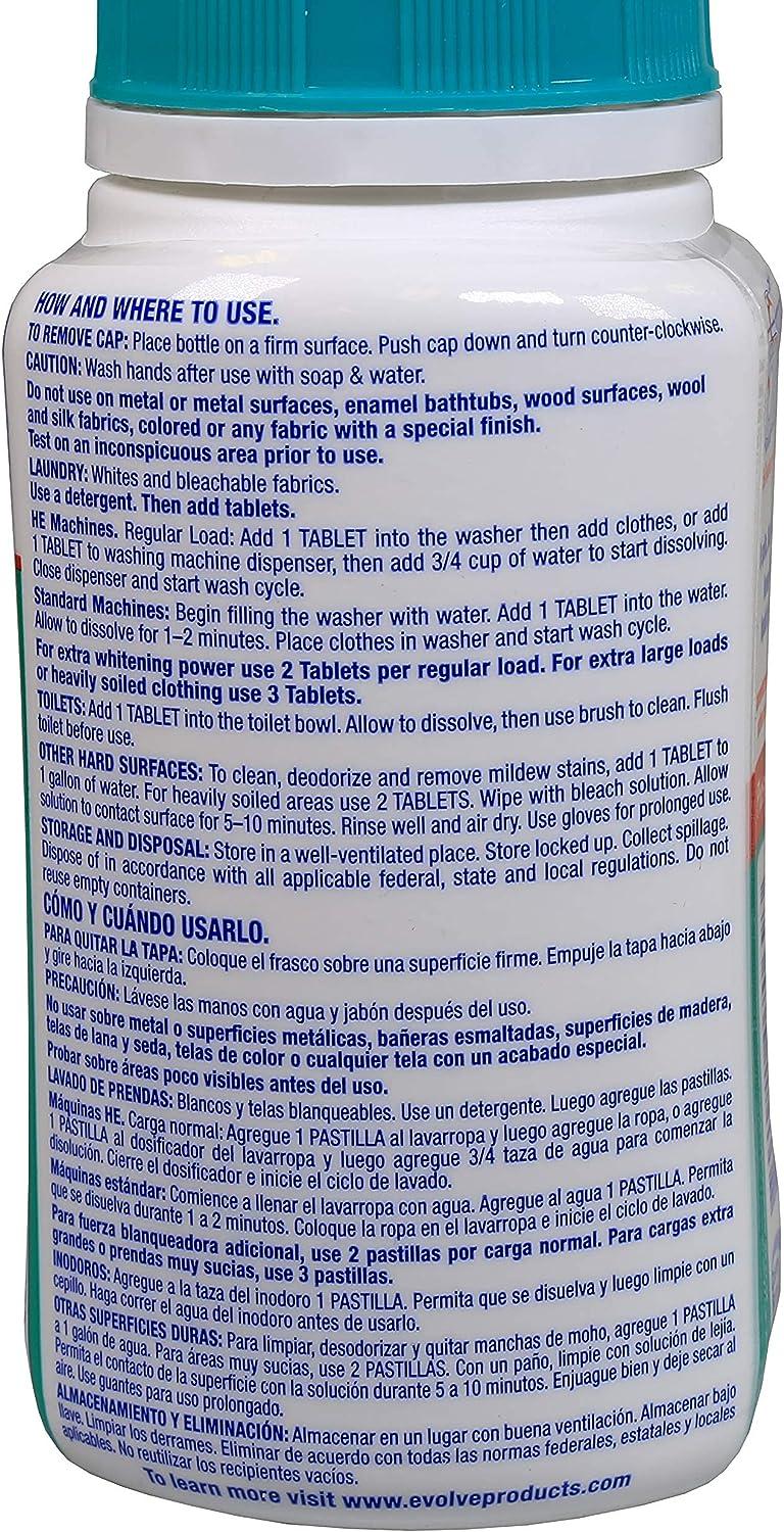 Evolve Bleach Tablets 2 Linen Breeze Scent Bottles 32 tablets each