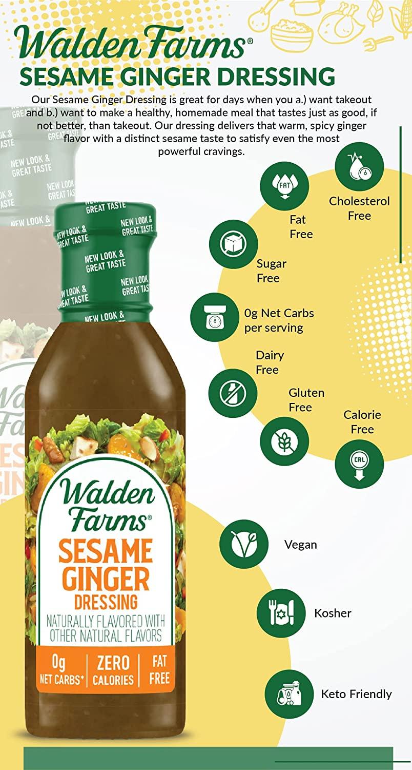 Walden Farms Sesame Ginger Dressing 12 oz. Bottle Fresh and Delicious