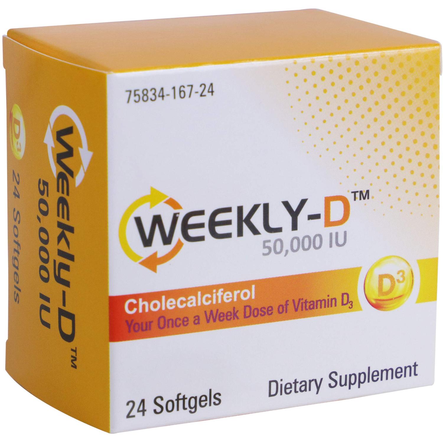WeeklyD Vitamin D3 50 000 IU 24 Vitamin D3 Softgels Cholecalciferol