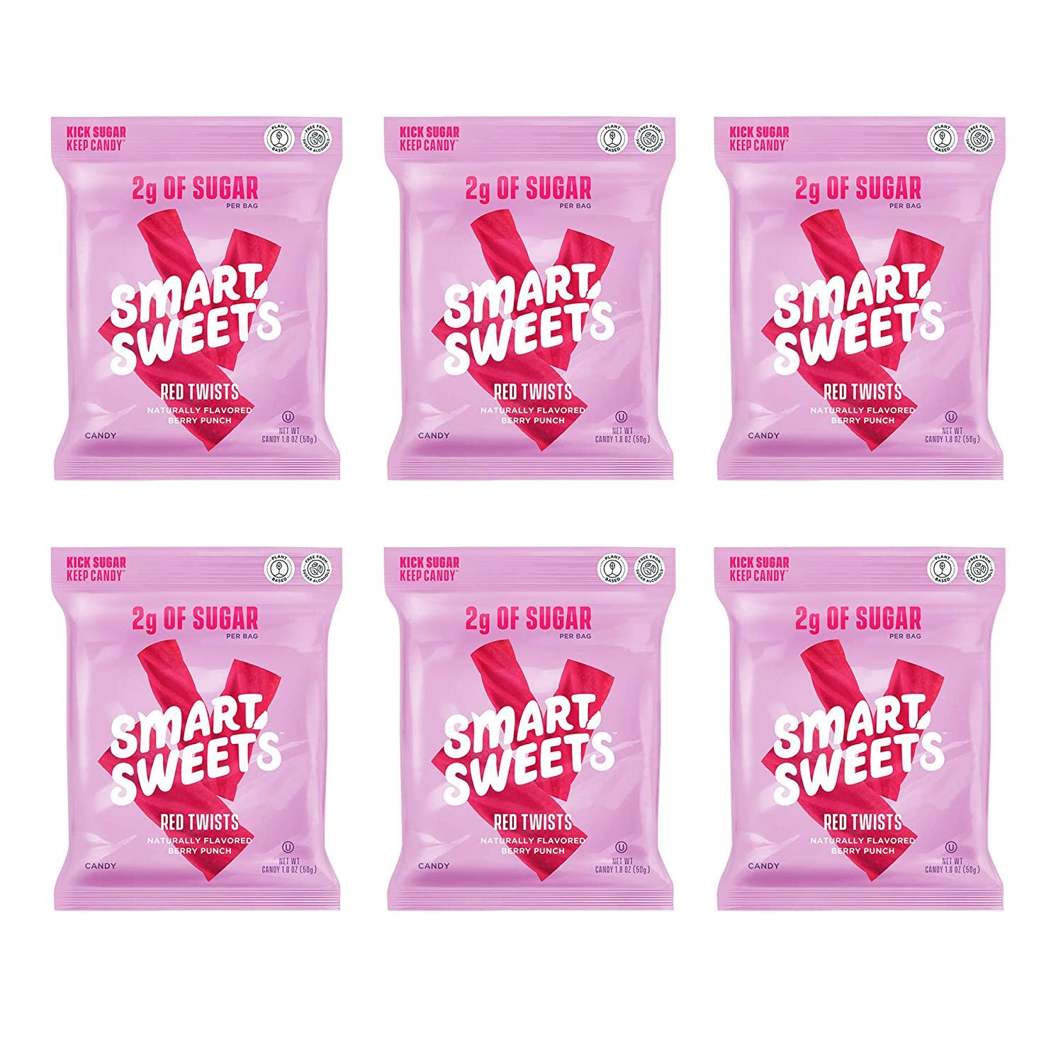 Smart Sweets Red Twists, Licorice Gummy Candy with Low Sugar (2g), Low