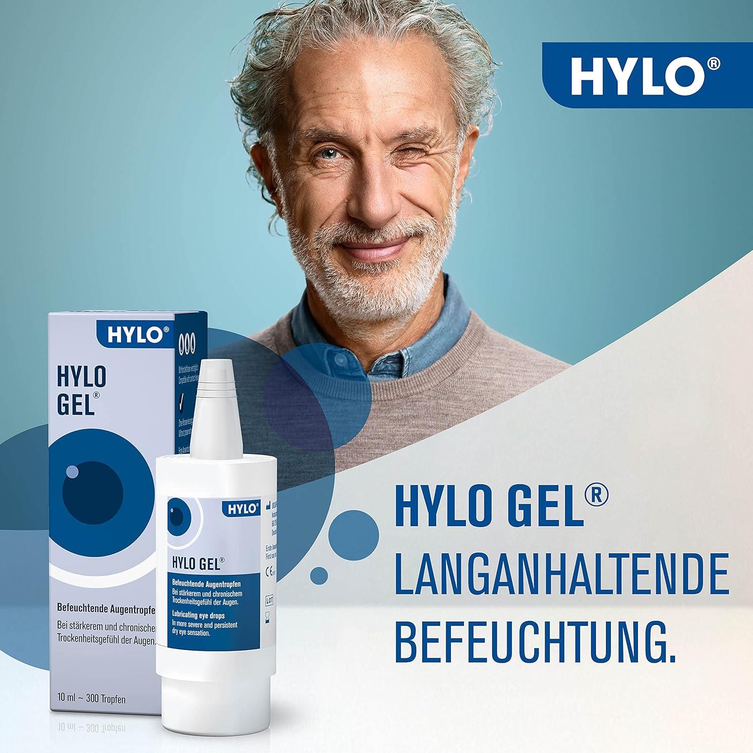 HYLO GEL Eye Drops for Dry Eyes - Long-Lasting Hydration with Hyaluronic  Acid - 2x10 ml Pack - International Shipping Available | Buy Now with  Express International Delivery