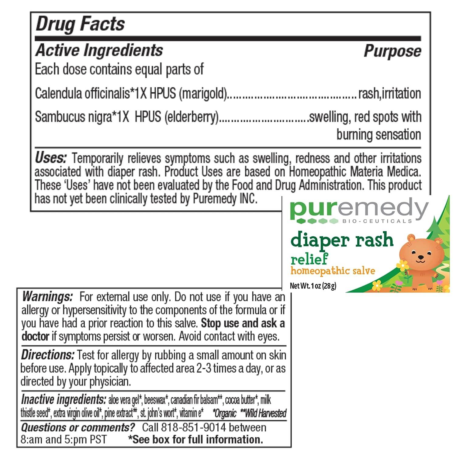 Puremedy Baby Diaper Rash Healing Ointment 2 oz Vegan Homeopathic
