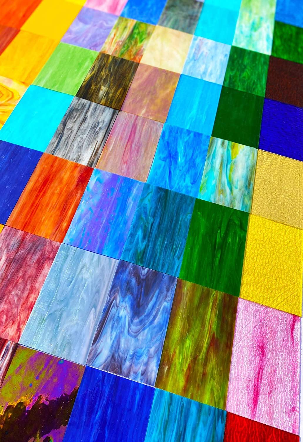 PALJOLLY 9 Sheets Stained Glass Sheet, 4 x 6 inch Iridescent Glass