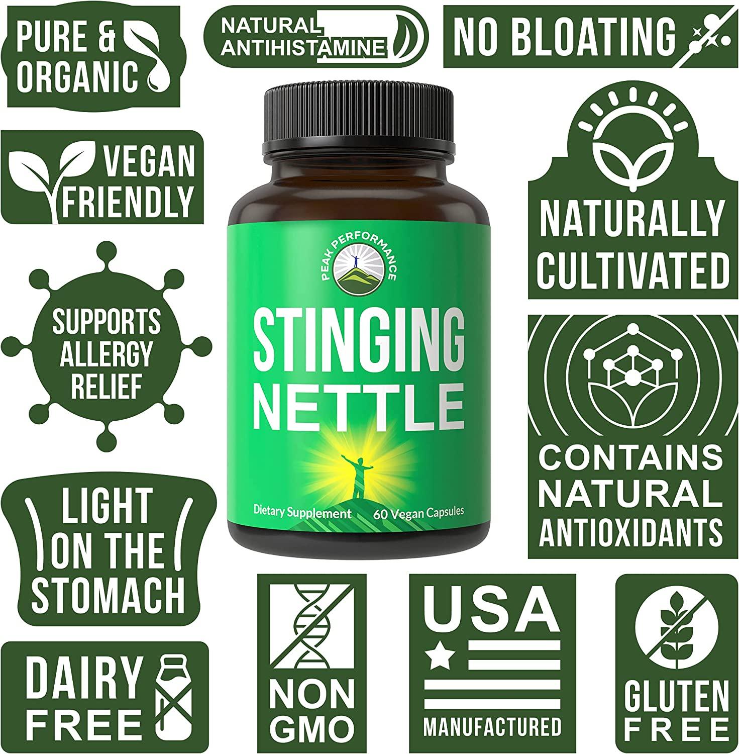 Stinging Nettle Leaf Capsules for Prostate, Hair Growth & Allergy