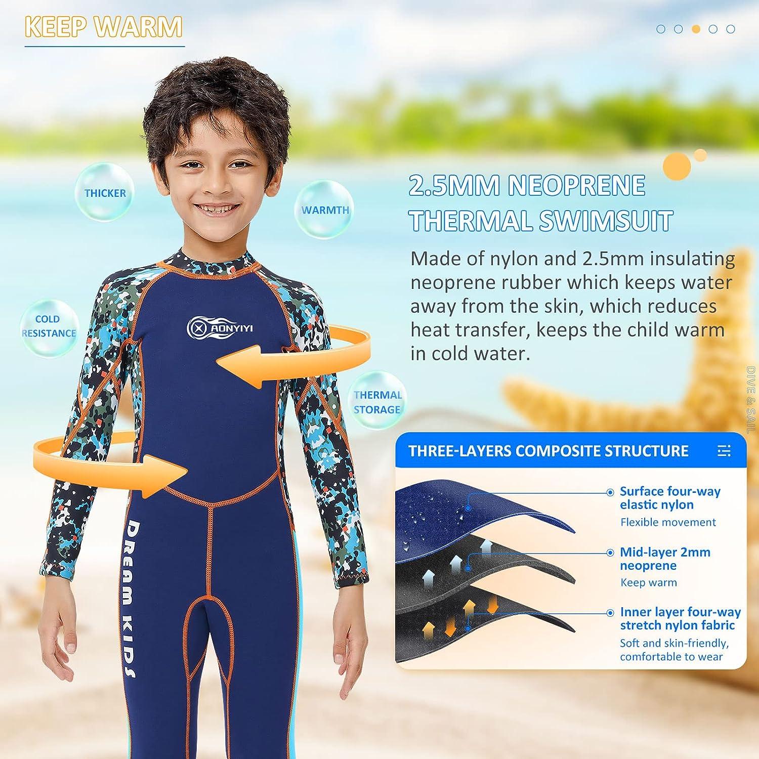Teenager Neoprene Wetsuit 2.5mm One Piece Diving Suit Kid Keep Warm Overall  Swimsuit Young Men Swimming Wet Suit