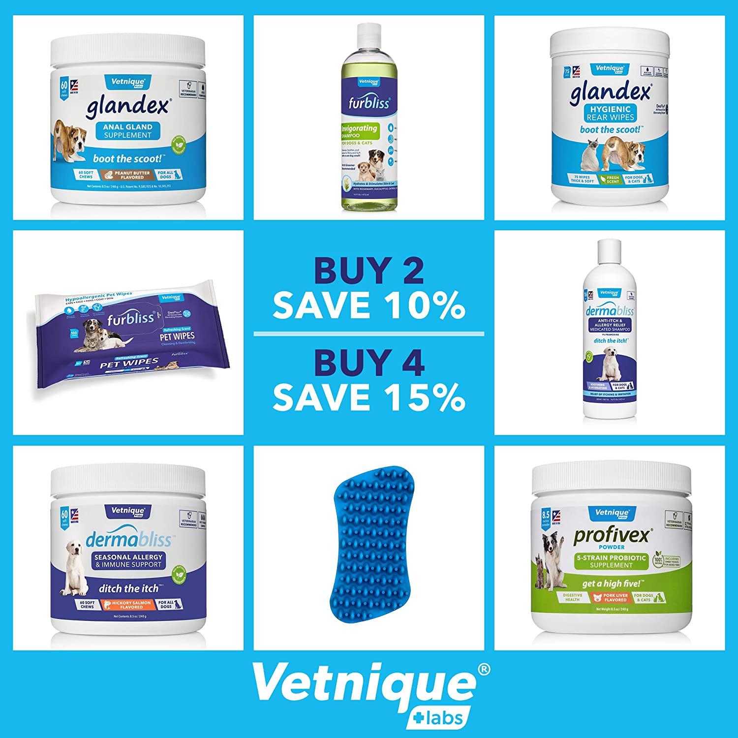 Vetnique Labs Oticbliss Ear Cleaner Wipes/Flushes for Dogs & Cats with