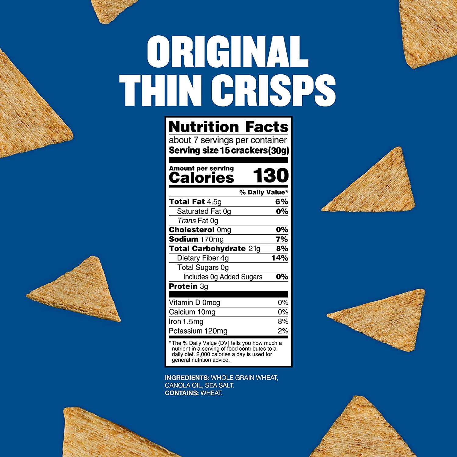 Triscuit Thin Crisps Original Whole Grain Wheat Crackers, 6 ...