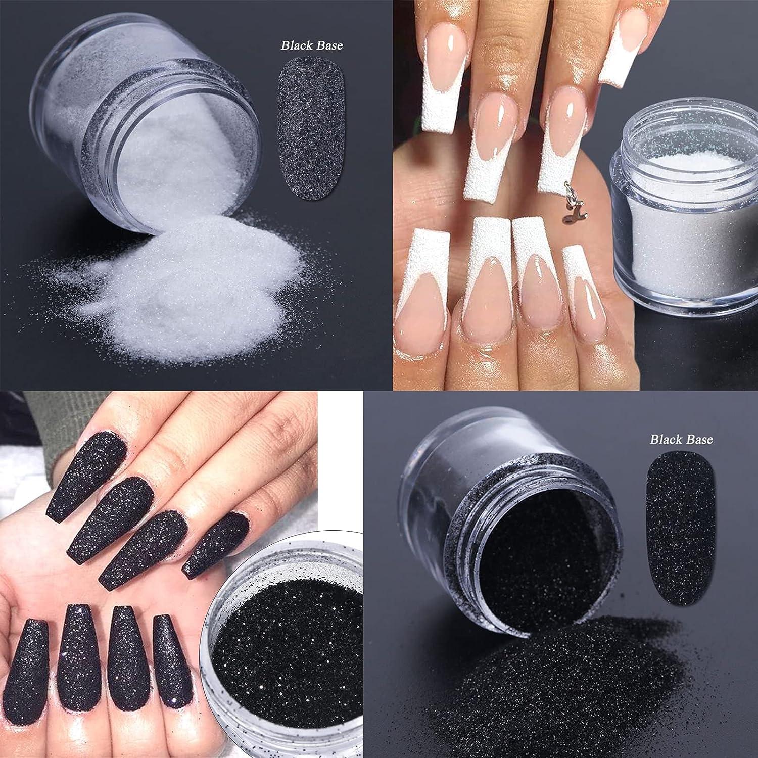Superfine French Nail Glitter Powder - Black White Snow Design