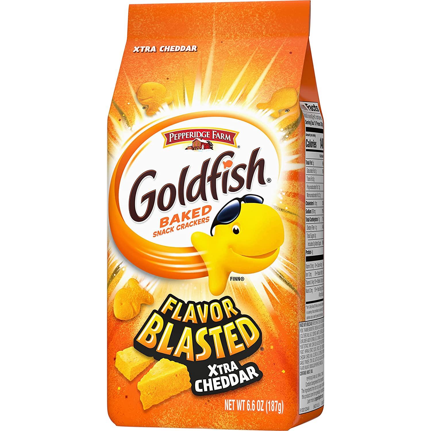 Goldfish Flavor Blasted Xtra Cheddar Crackers, Snack Crackers, 6.6 oz bag