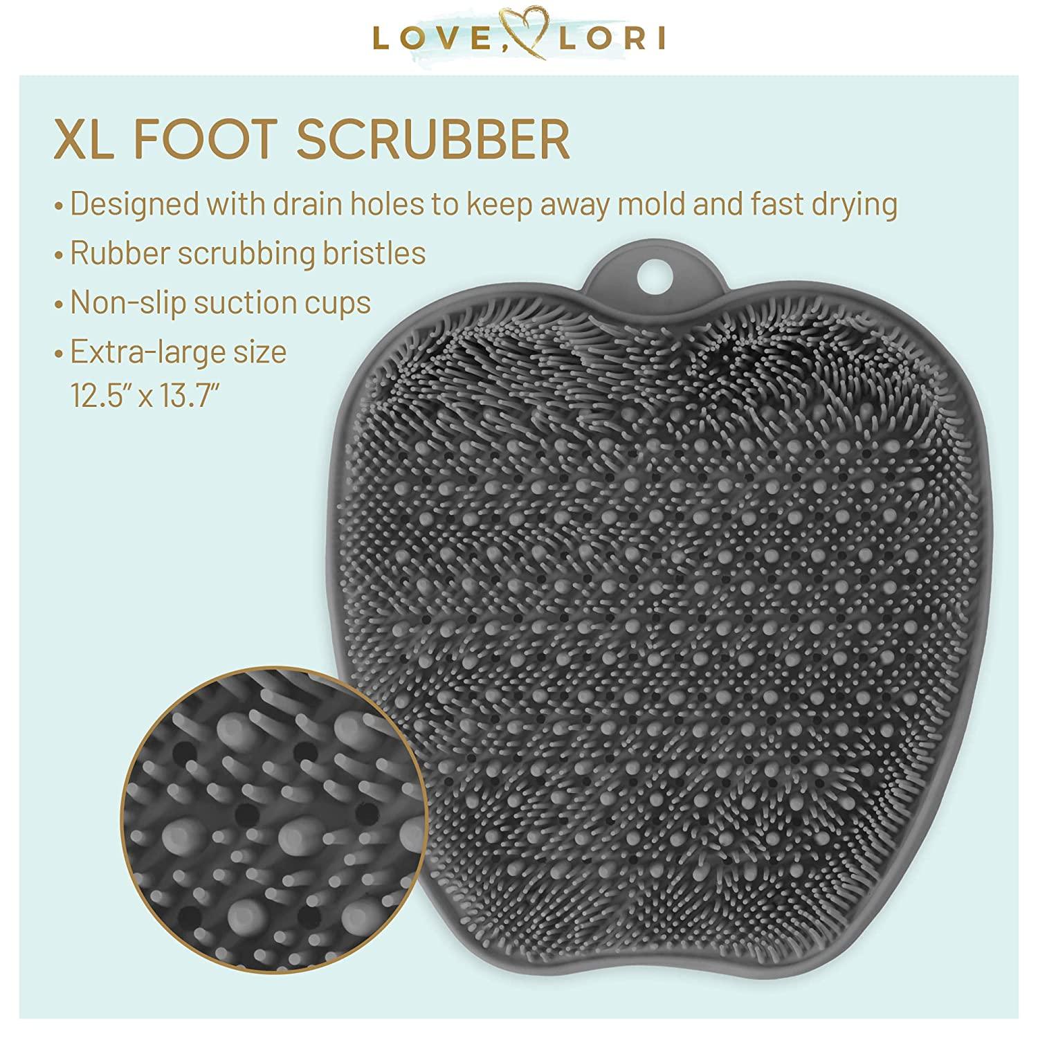 Love Lori XLarge Grey Silicone Shower Foot Scrubber for Achy Feet
