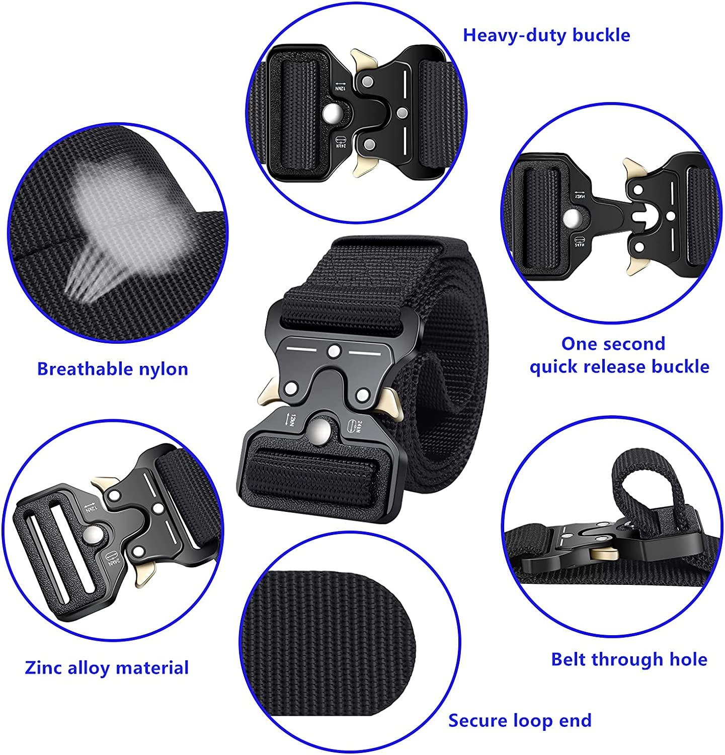 Ginwee 3Pack Tactical Belt,Military Style Belt, Riggers Belts for Men, HeavyDuty QuickRelease