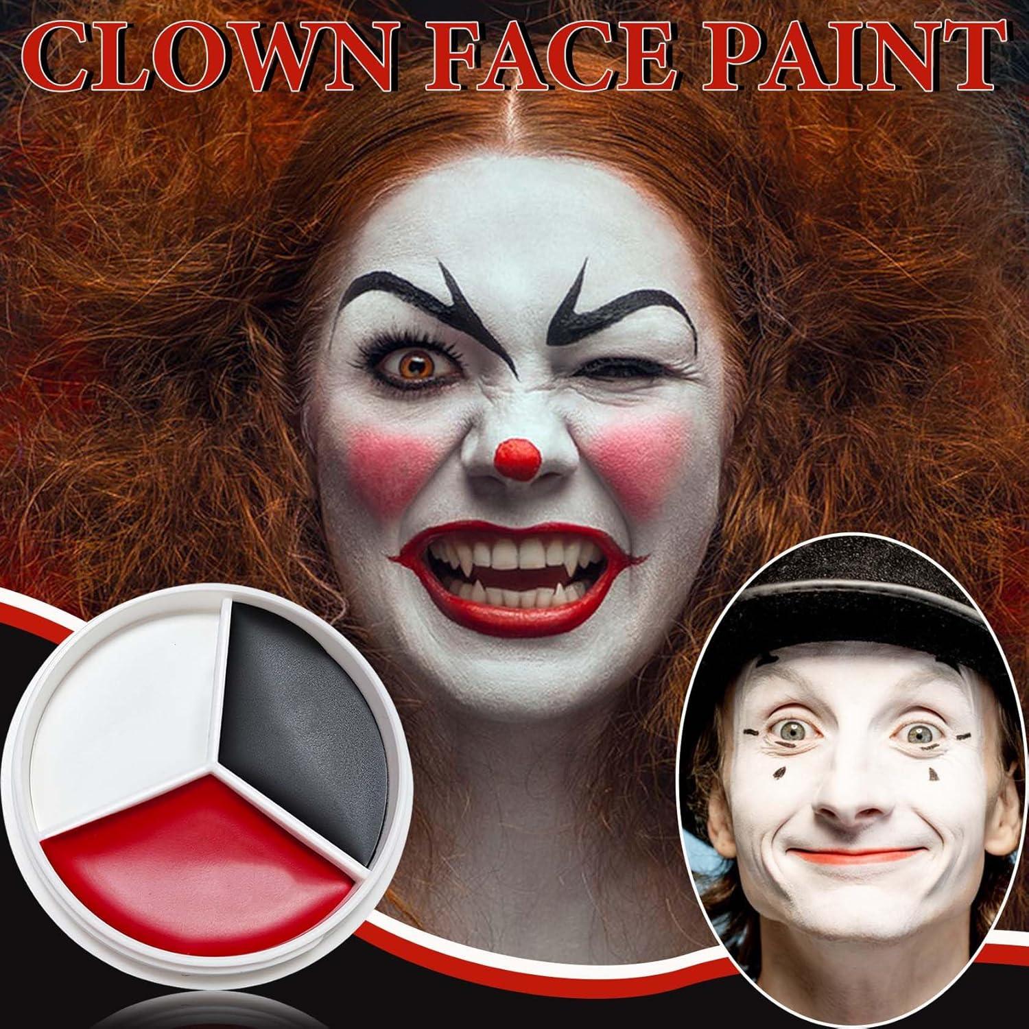 Halloween Clown Zombie Trucco Nero Bianco Rosso Crema Viso Pittura, Afflano Joker Vampiro Cosplay Scheletro Costume SFX Trucco Effetti Speciali Vernici Set Pittura a Base Di Olio Per Bambini Adulti