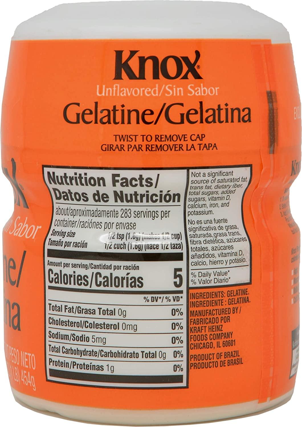 Knox Unflavored Gelatin 1 lb Top Quality Gelatin for Cooking & Baking