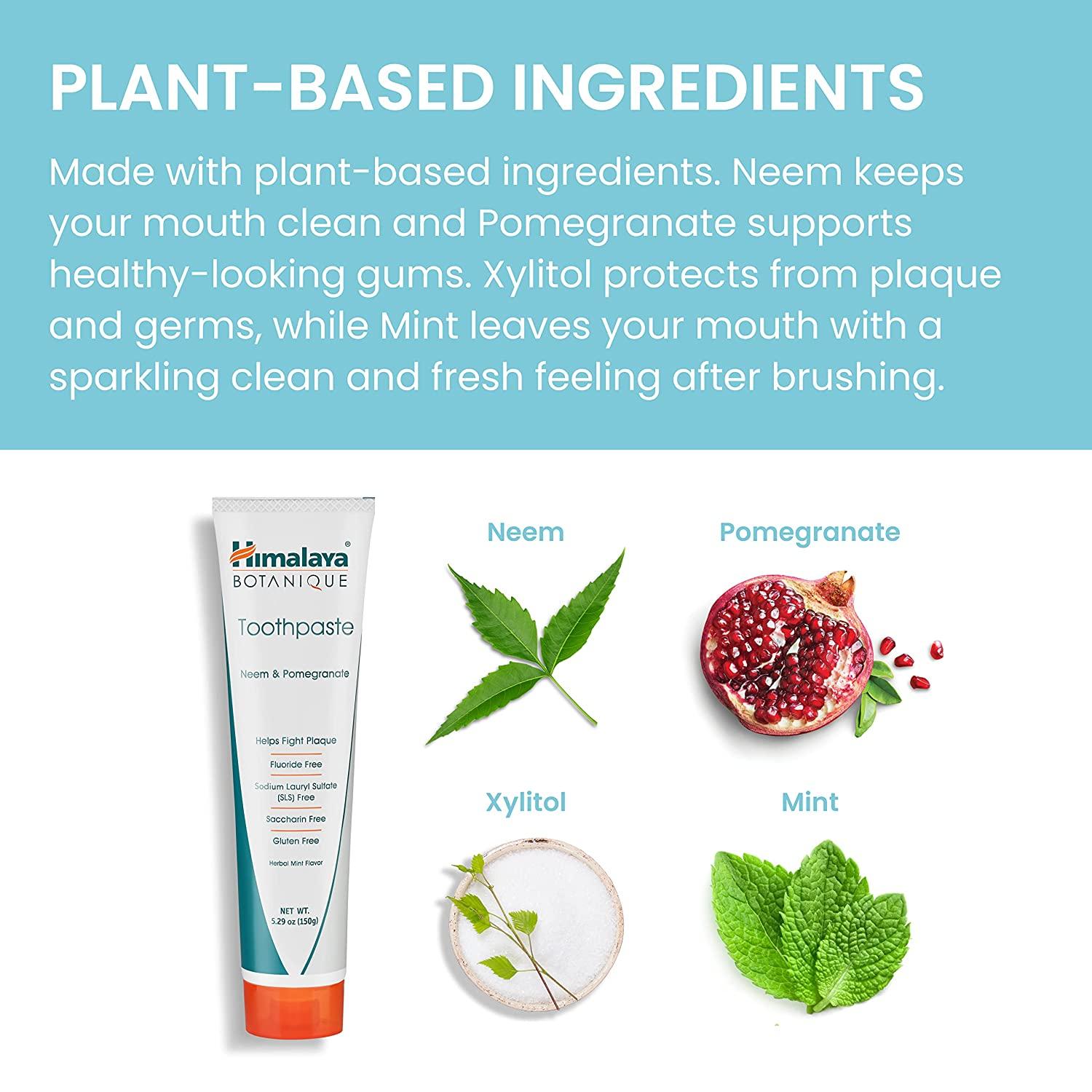 Himalaya Botanique Neem Pomegranate Toothpaste Fluoride Free, 5.29 oz