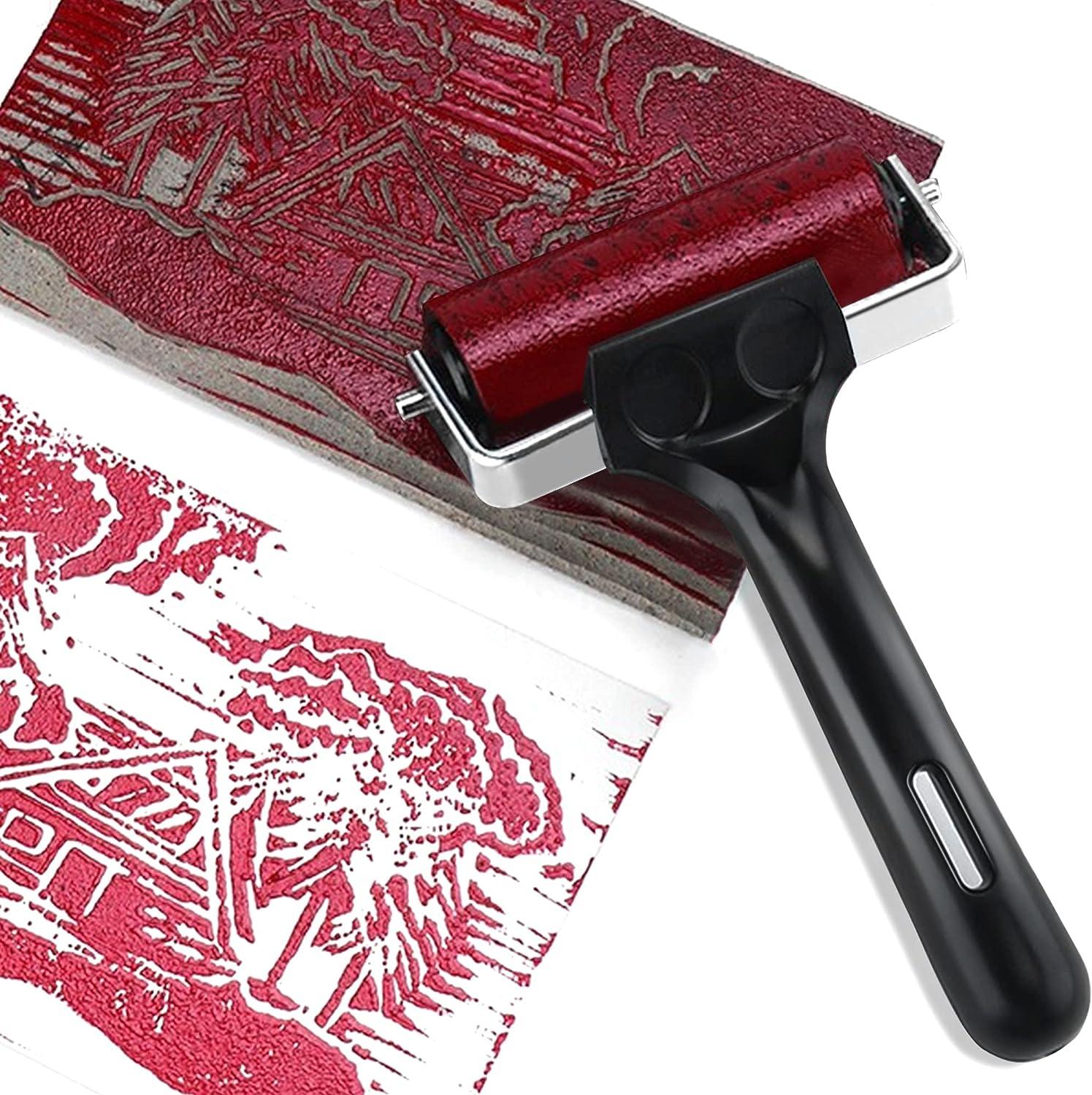 Lydia's Deal 4Inch Black Rubber Roller Brayer for Printmaking, Crafting, Printing, Inking, and