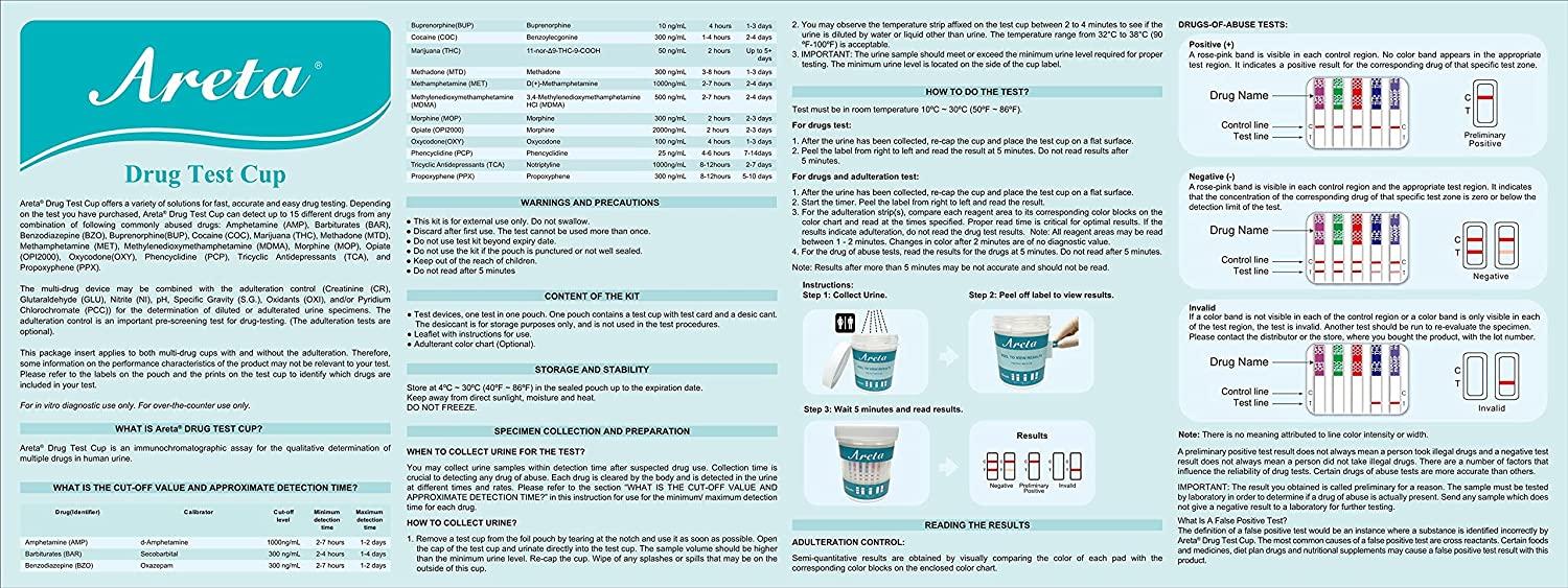 Areta 14 Panel Drug Test Cup Kit with BUP (Buprenorphine) and