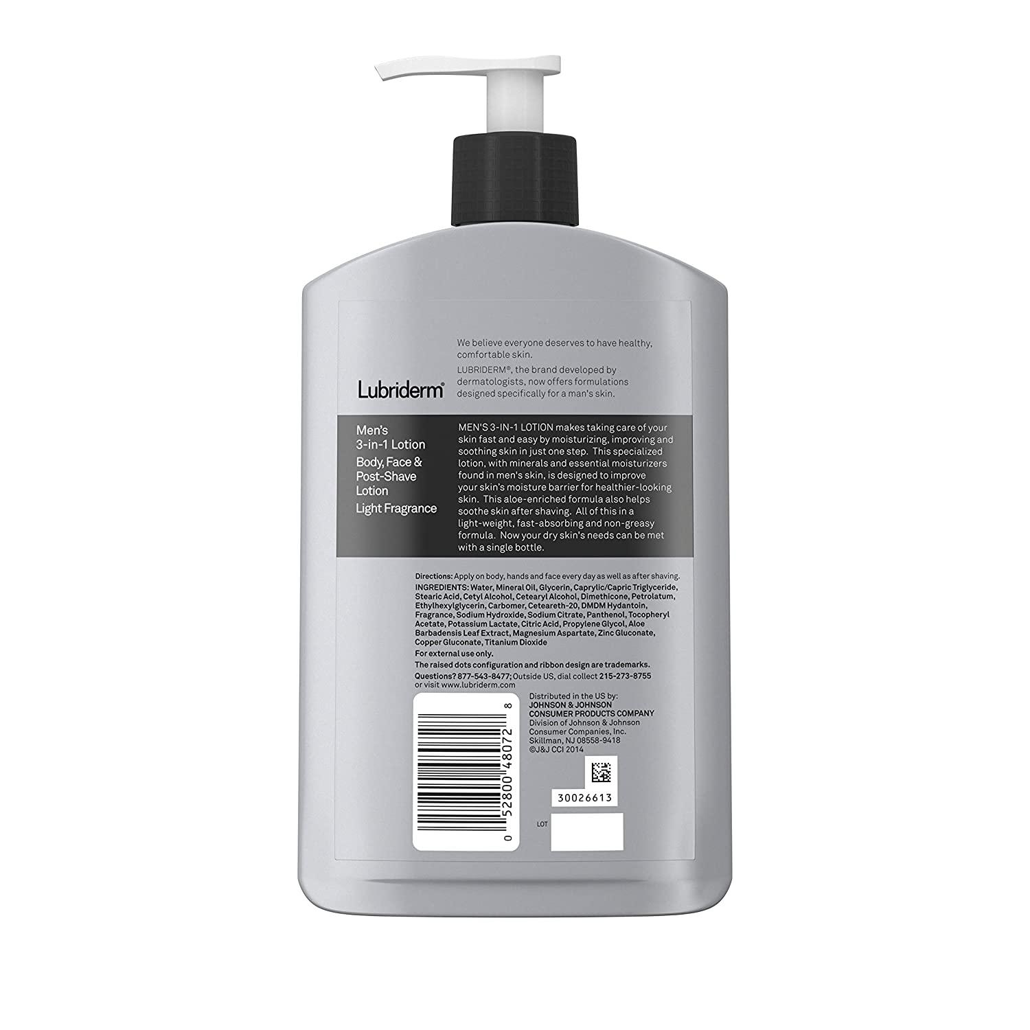 personal care men's lubricating 3 in 1 lotion Lubriderm Men's 3-in-1 Lotion - Body, Face & Post-Shave main image 0