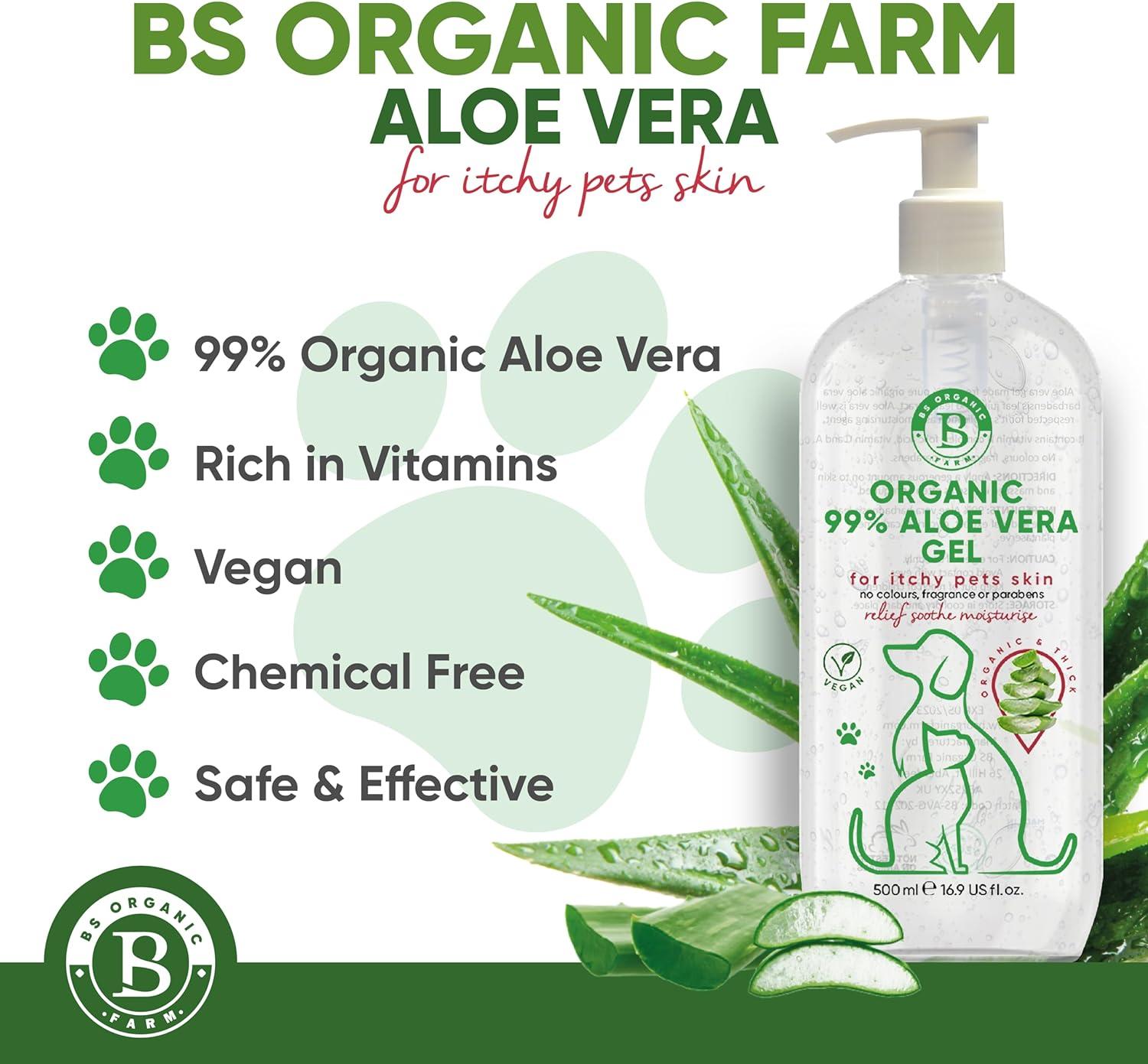 BS Organic Farm Aloe Vera Gel for Dogs & Cats | Itchy Skin Relief &  Moisturizer