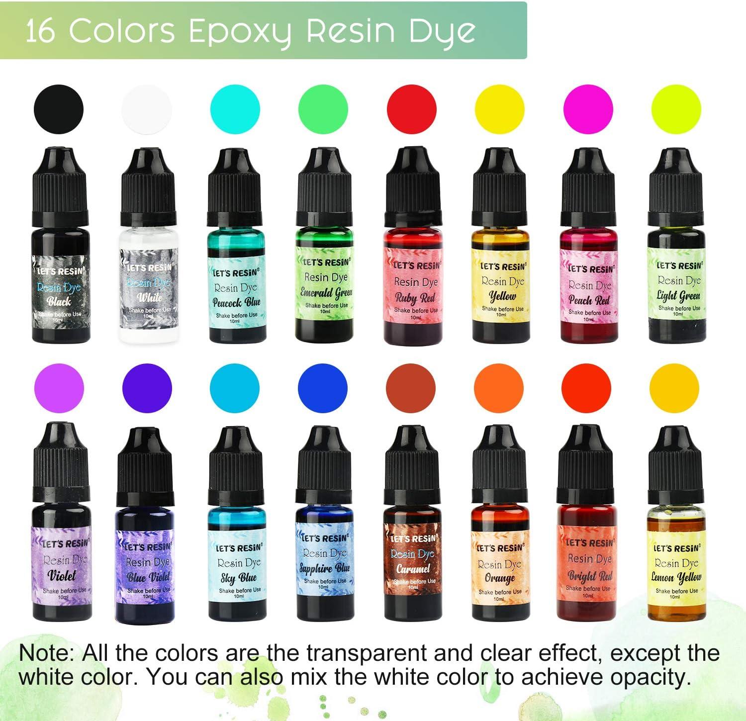 LET'S RESIN Epoxy Resin Pigment 16 Color Liquid Epoxy Resin Dye  Concentrated Epoxy Resin Paint Resin Colorant for Resin Coloring Resin  Jewelry Resin Art Crafts DIY Making (Each 0.35oz)