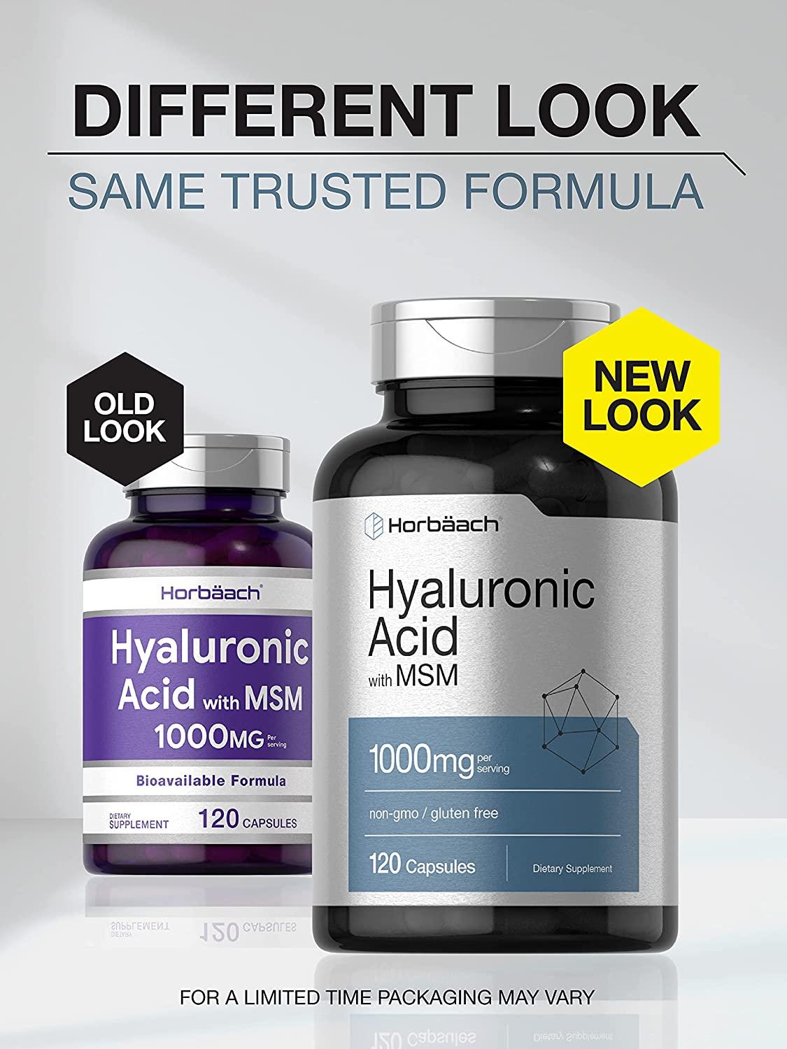 Hyaluronic Acid with MSM 1000mg 120 Capsules NonGMO & Gluten Free