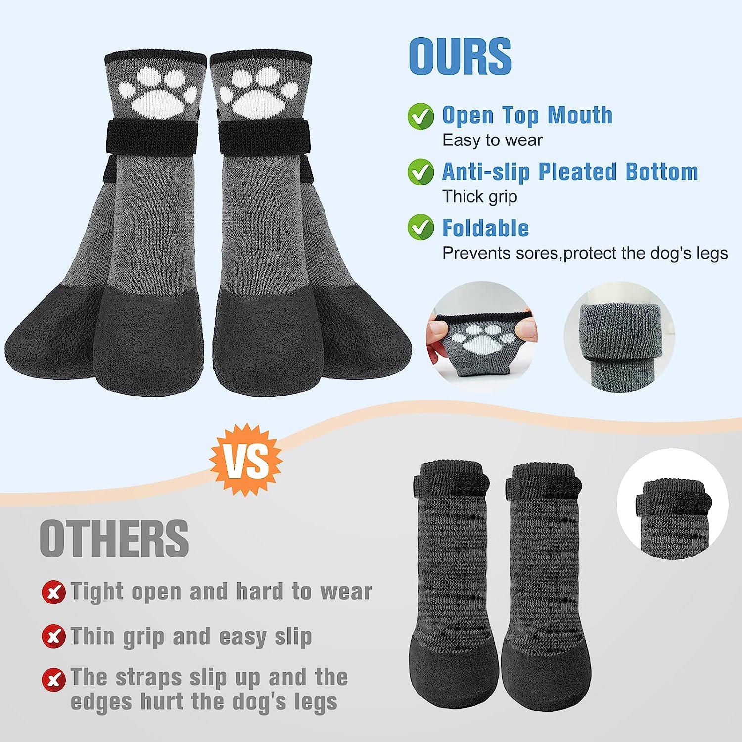 BEAUTYZOO Anti-Slip Dog Socks,Dog Shoes for Hot/Cold Pavement,Paw  Protectors with Grips 3 Pairs for Puppy Small Medium Large Senior Old  Dogs,Dog Socks