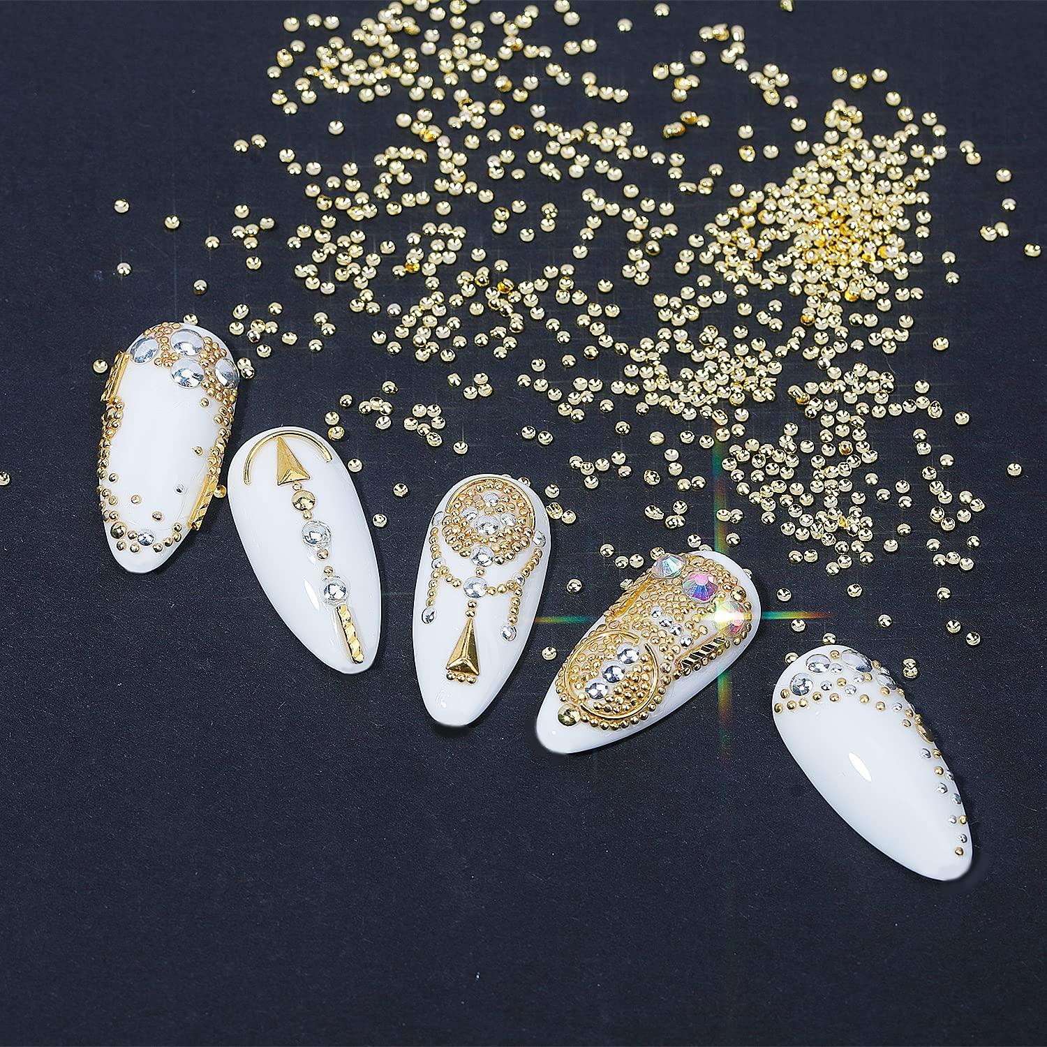 Nail Art Charms Flatback Nail Pearls Gold Silver White - Temu