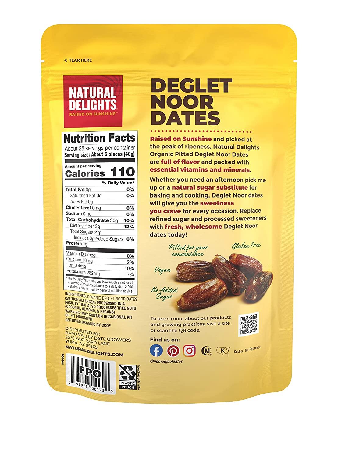 Natural Delights Organic Pitted Deglet Noor Dates USDA Certified